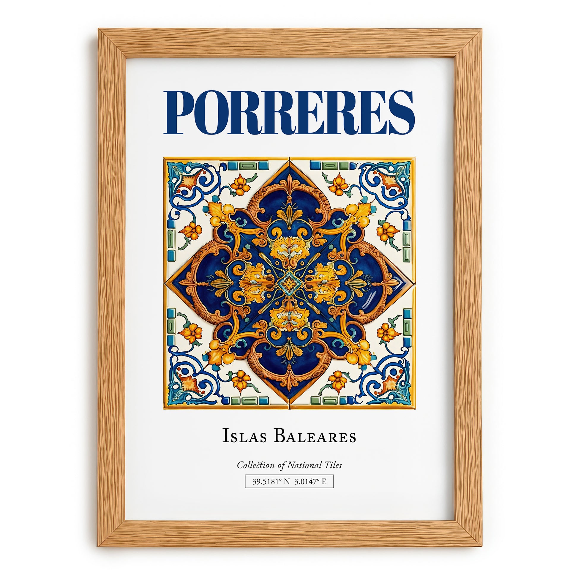 Porreres, Spain – Travel Print, set in oak frame