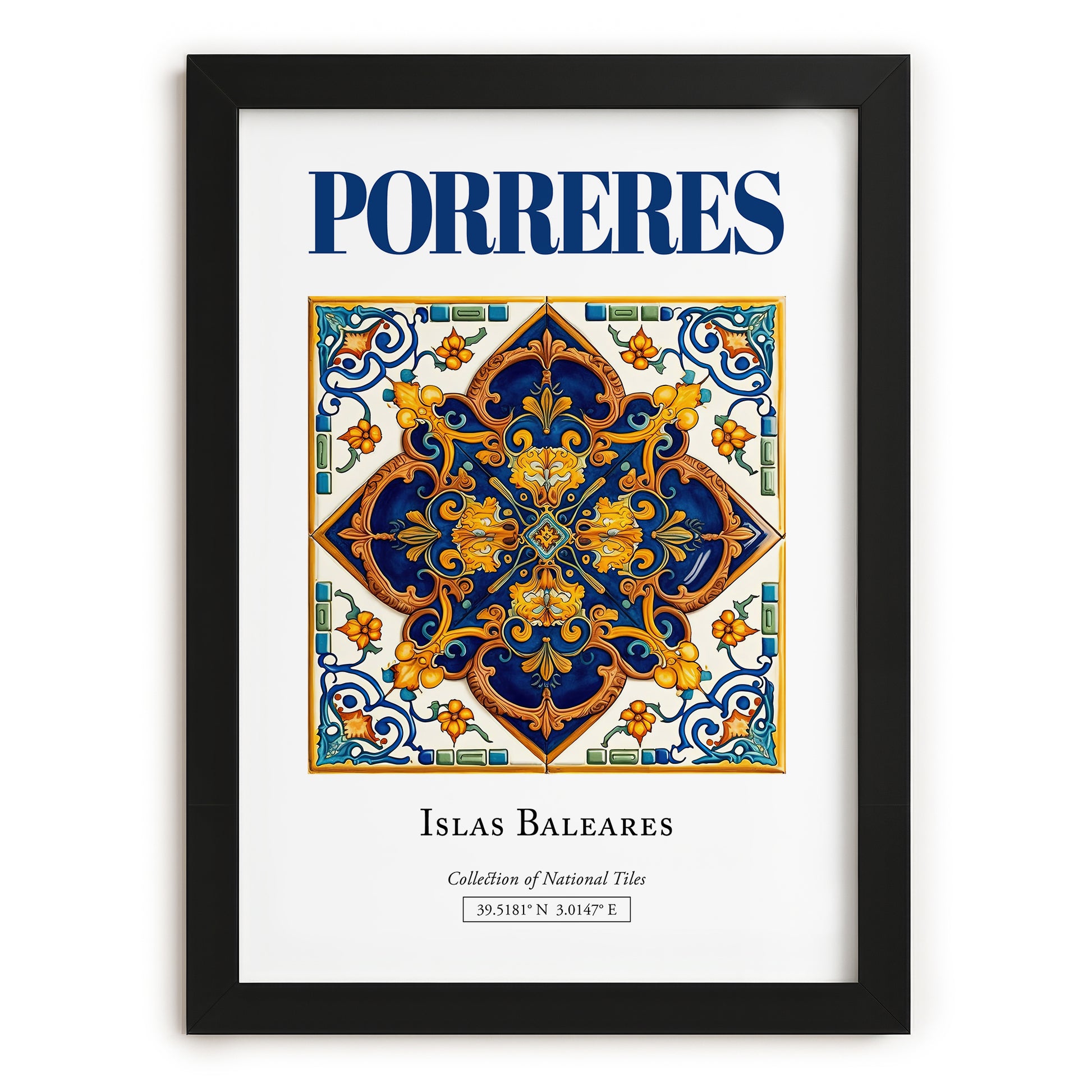 Porreres, Spain – Travel Print, in sleek black frame