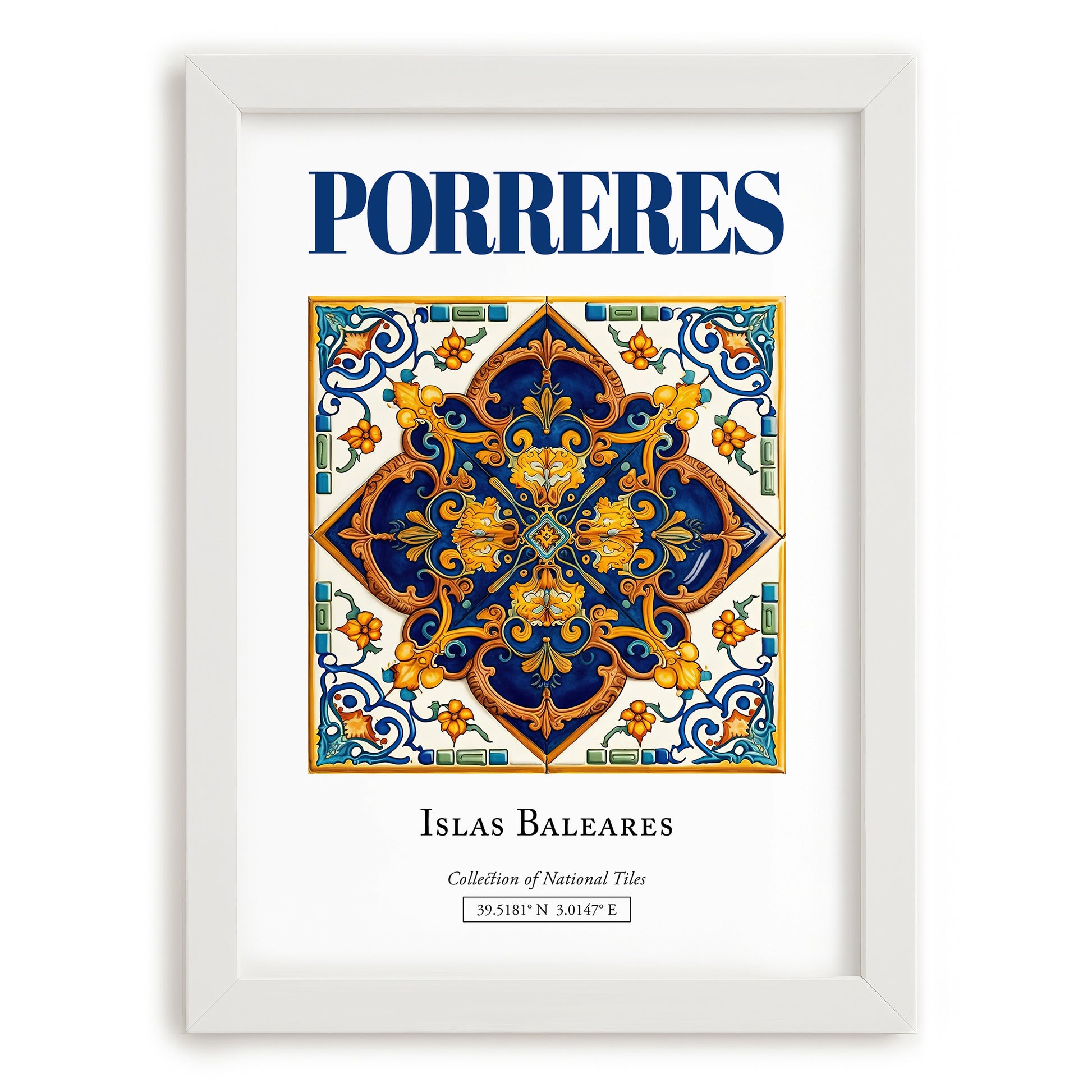Porreres, Spain – Travel Print, placed in minimal white frame