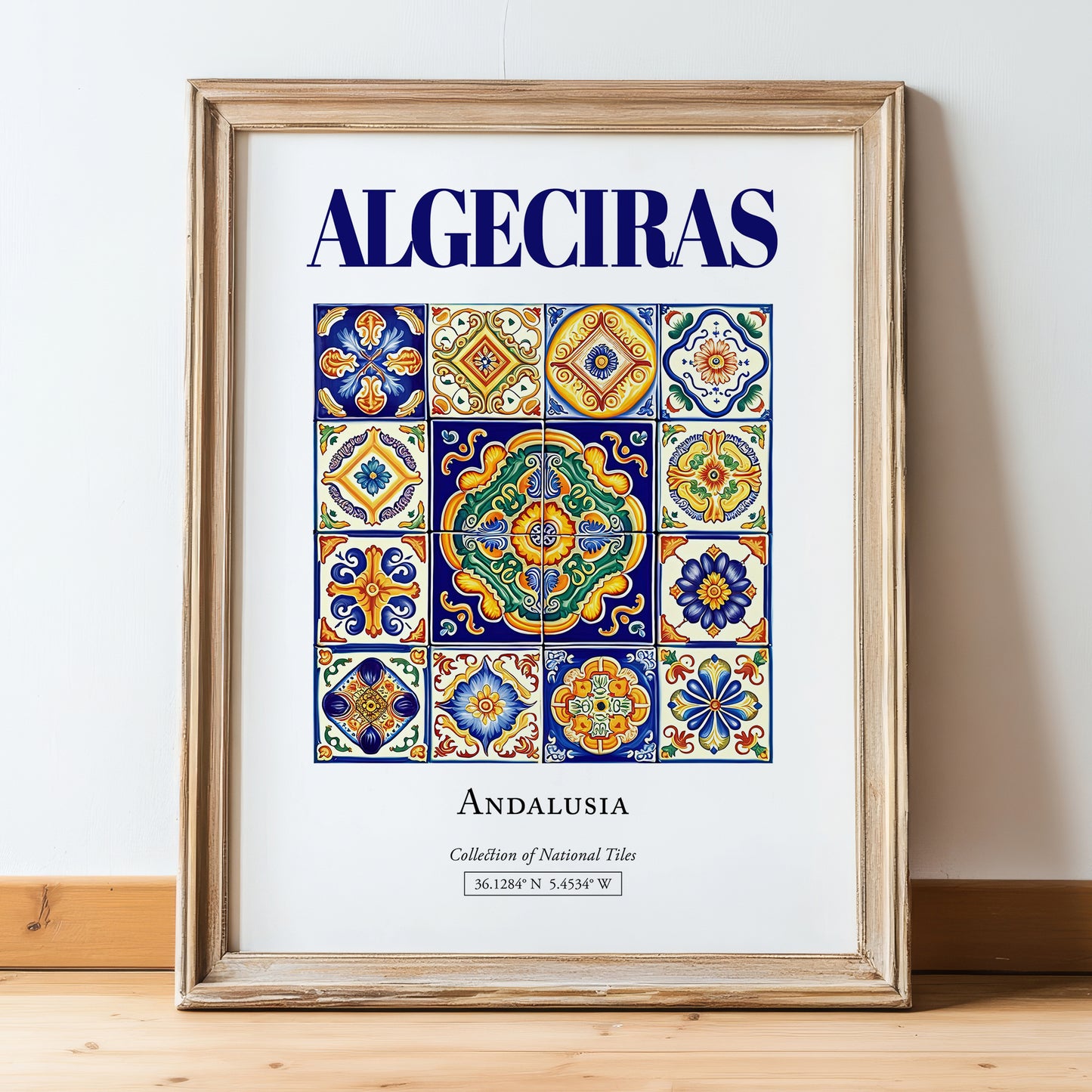 Algeciras, Spain – Global Wall Art, in wooden frame leaning on the floor