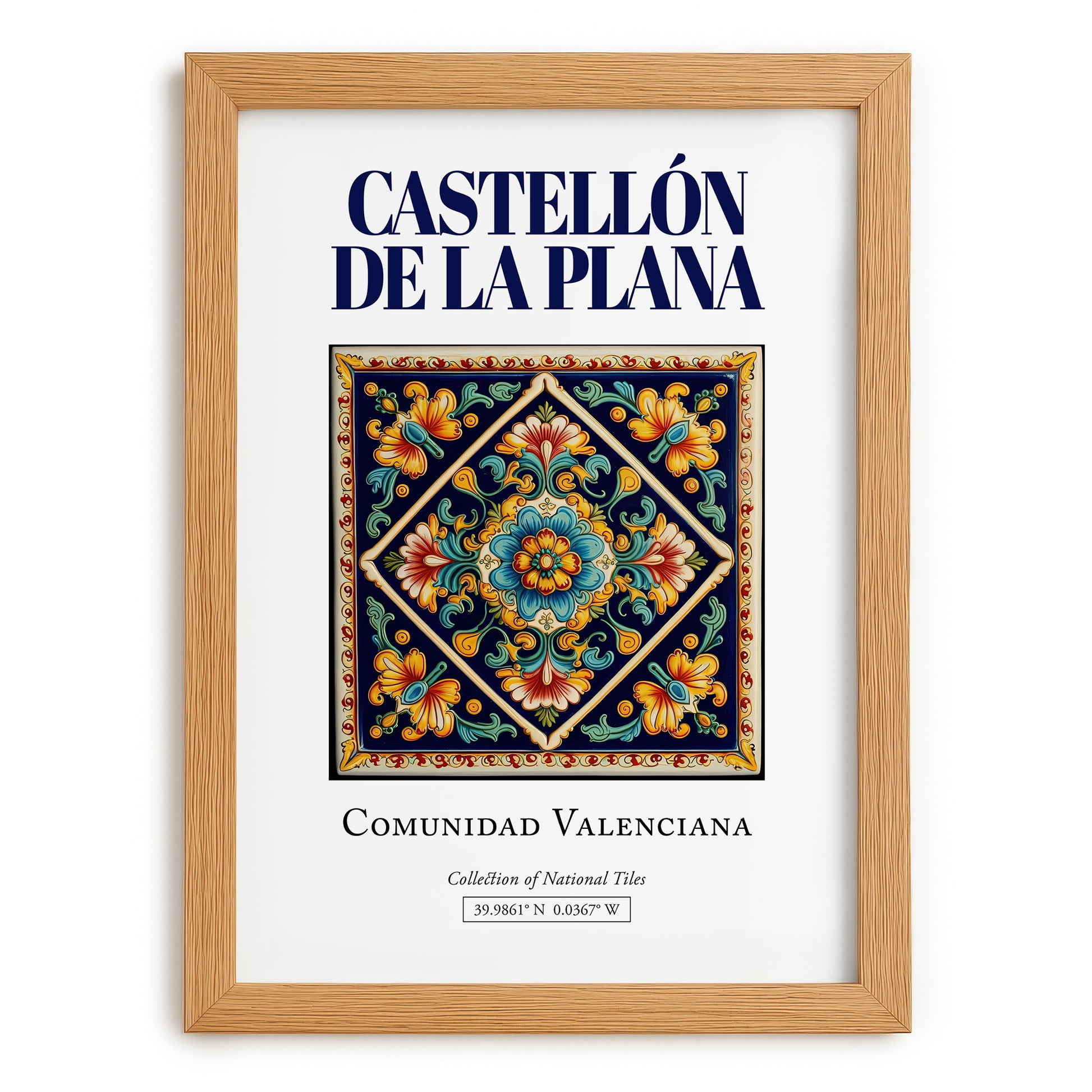 Castellón de la Plana, Spain – Travel Print, set in oak frame
