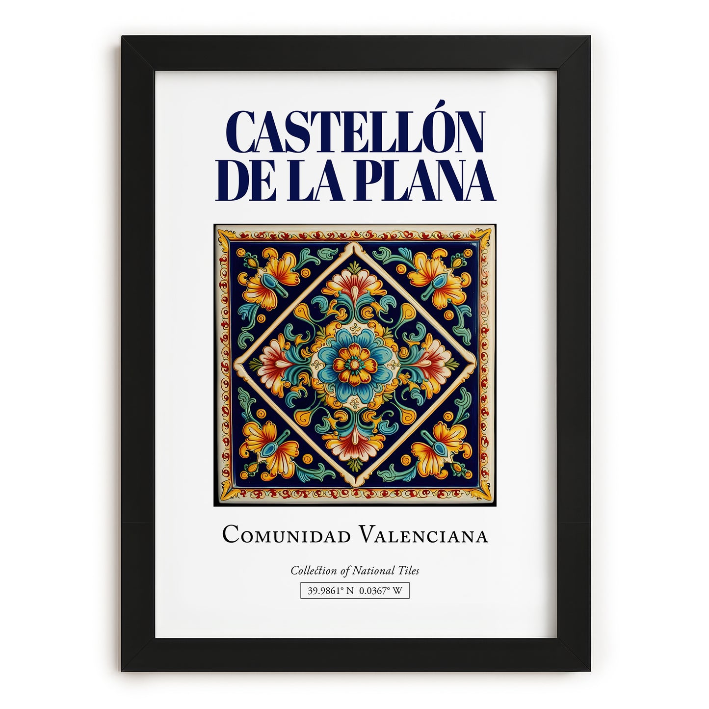 Castellón de la Plana, Spain – Travel Print, in sleek black frame