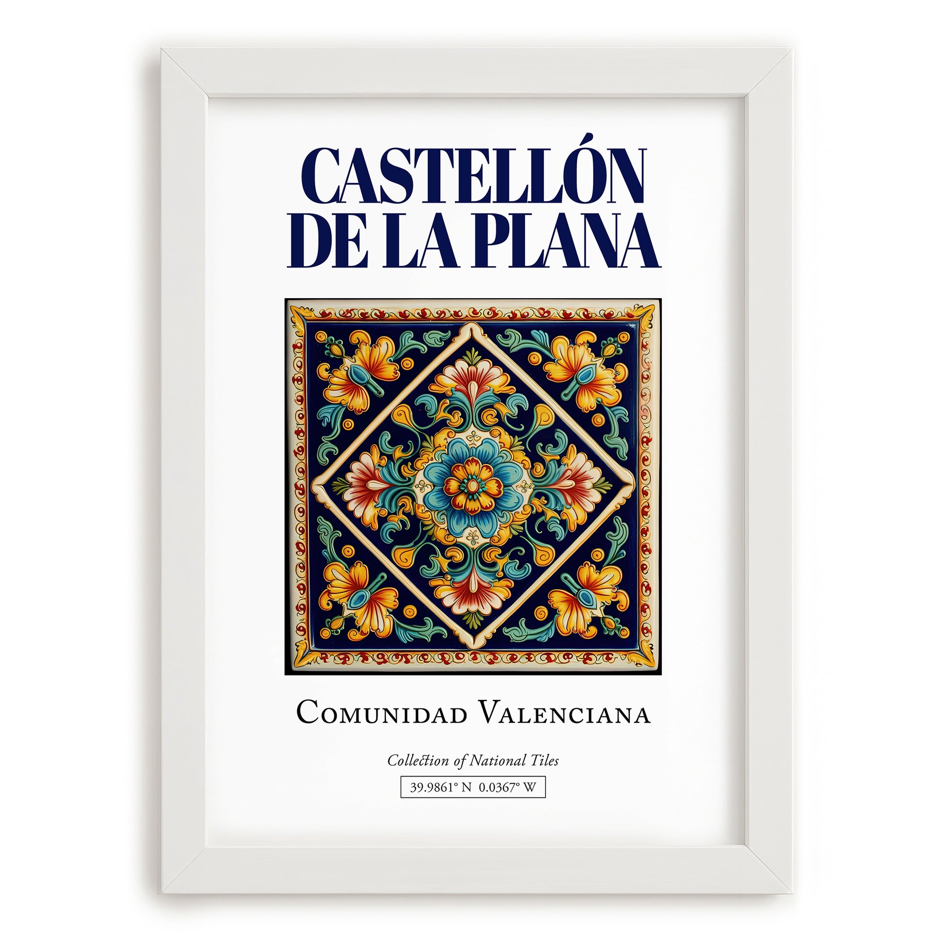 Castellón de la Plana, Spain – Travel Print, placed in minimal white frame