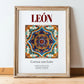 León, Spain – Travel Print, in wooden frame leaning on the floor