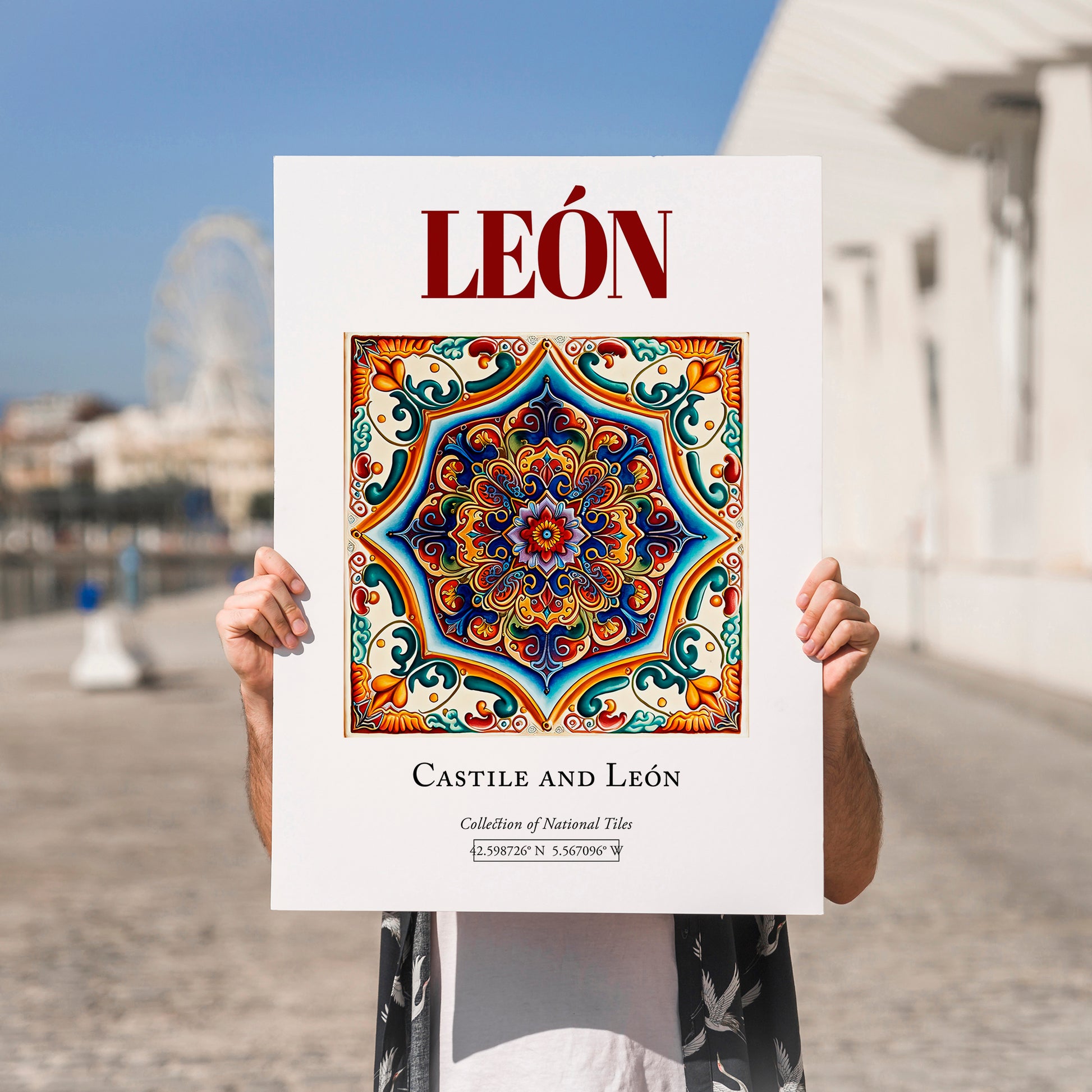 León, Spain – Travel Print, no-text version framed in wood