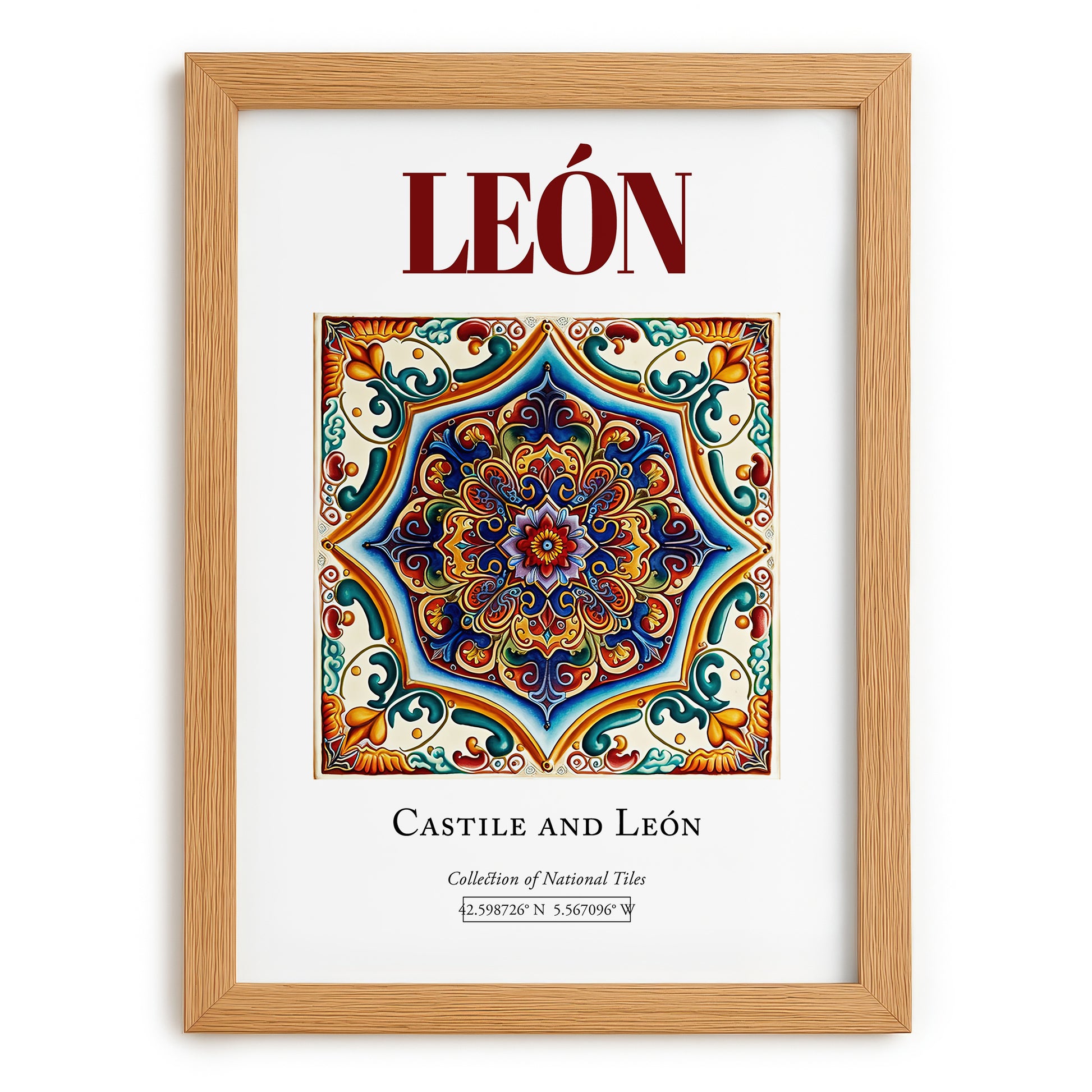 León, Spain – Travel Print, set in oak frame