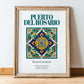 Puerto del Rosario, Spain – Minimalist Travel Print, in wooden frame leaning on the floor