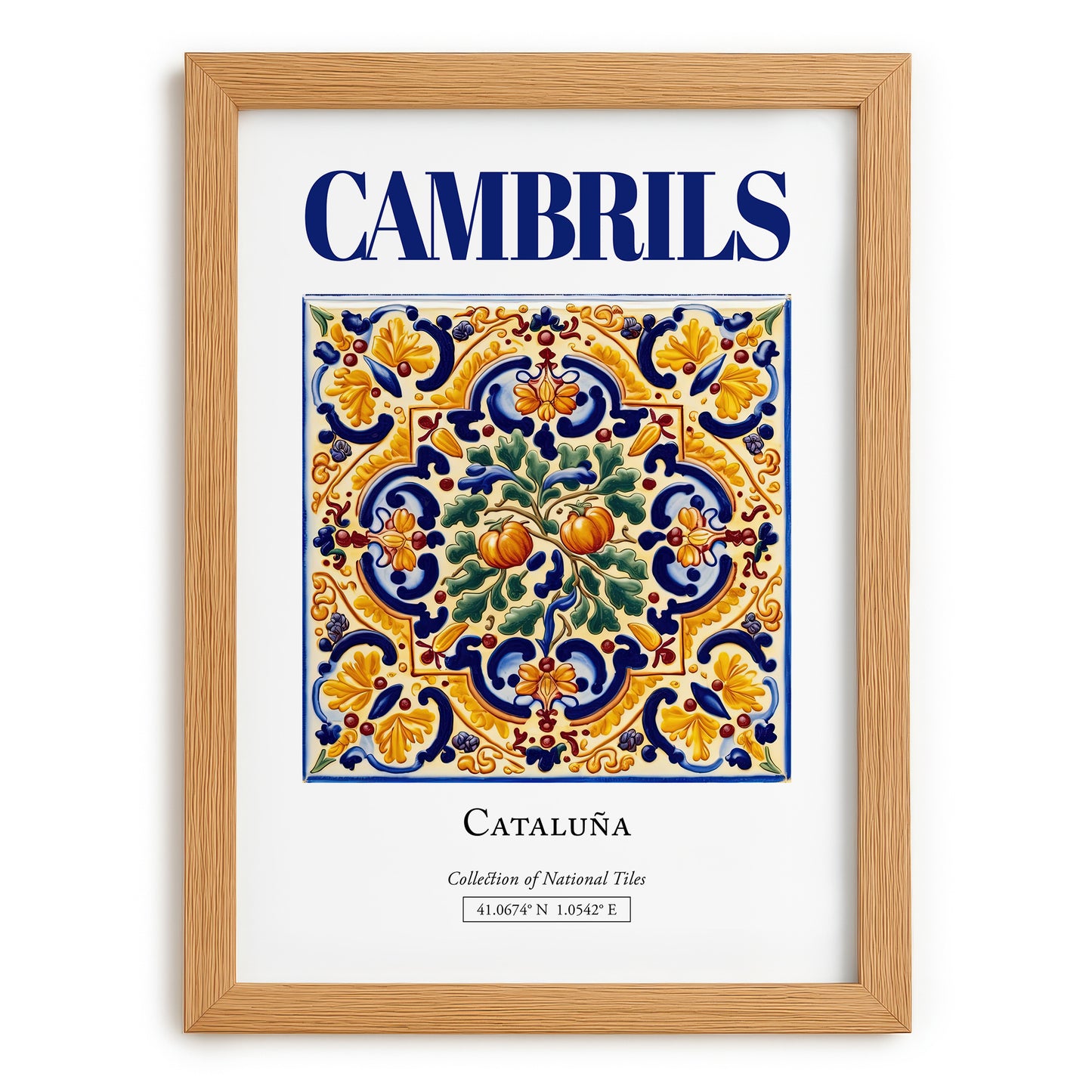 Cambrils, Spain – Vintage Travel Poster, set in oak frame