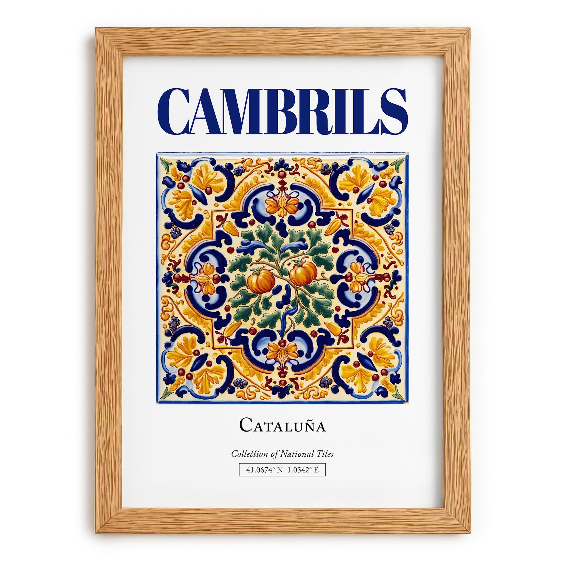 Cambrils, Spain – Vintage Travel Poster, set in oak frame