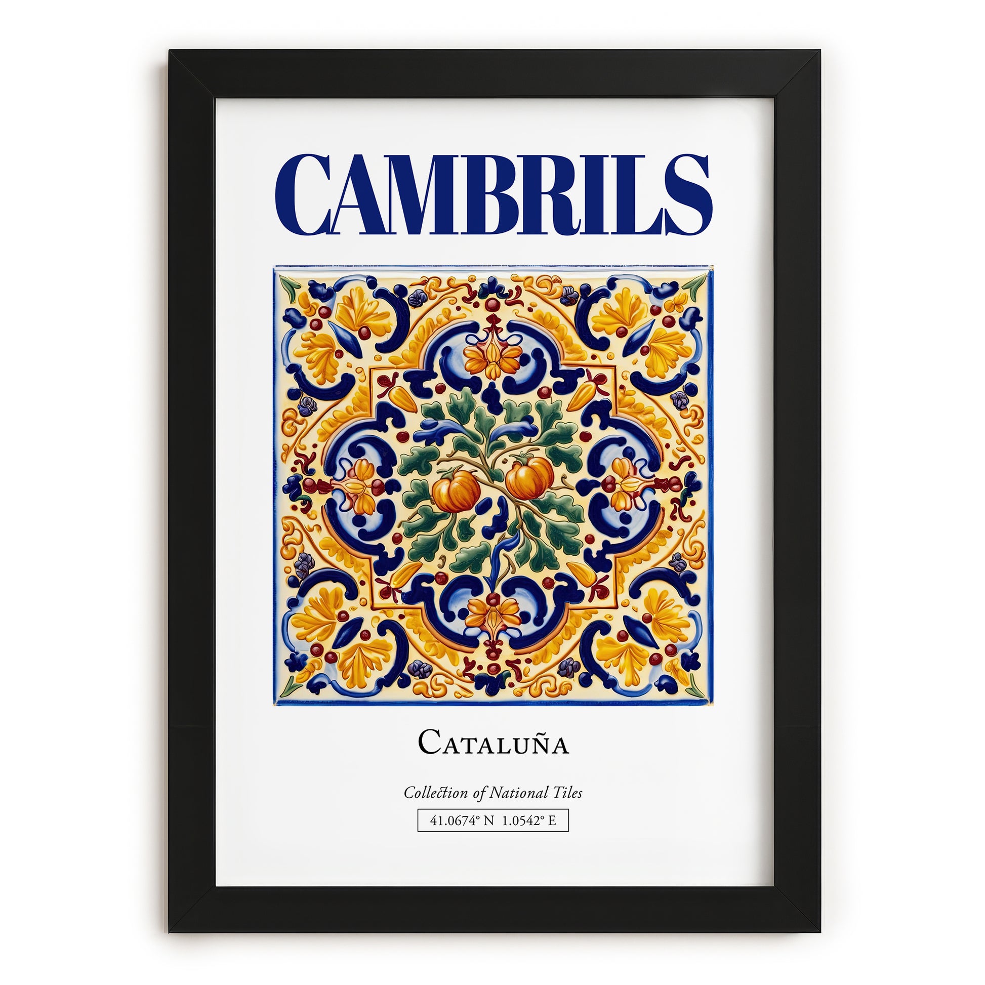 Cambrils, Spain – Vintage Travel Poster, in sleek black frame