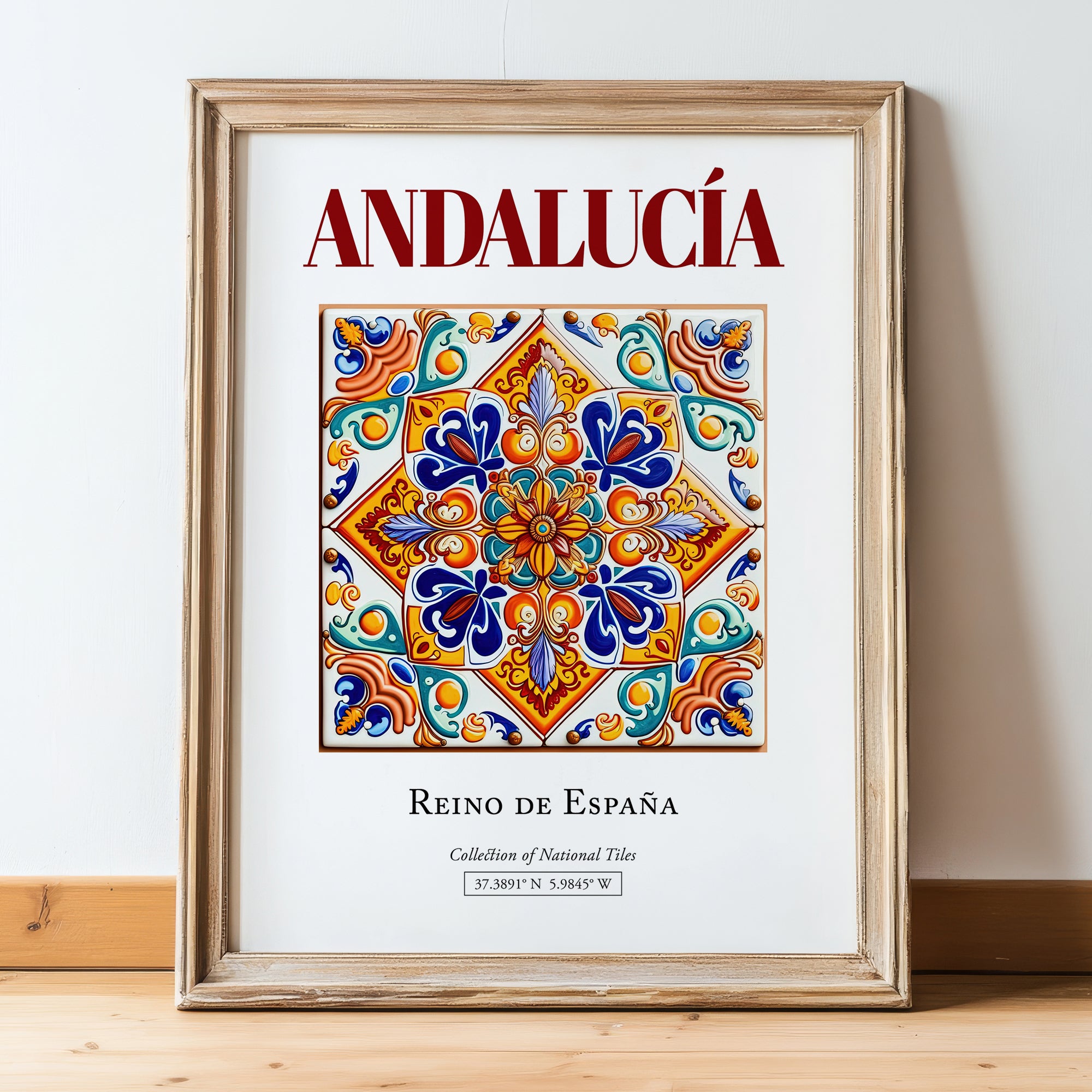 Andalucía, Spain – Travel Wall Art, in wooden frame leaning on the floor