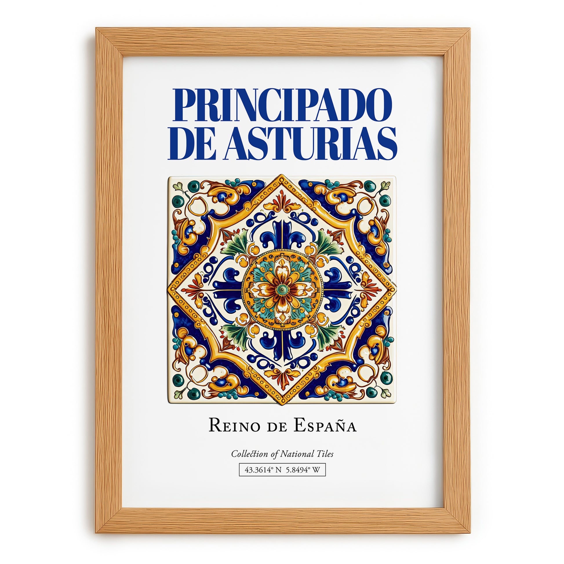 Principado de Asturias, Spain – Travel Poster, set in oak frame