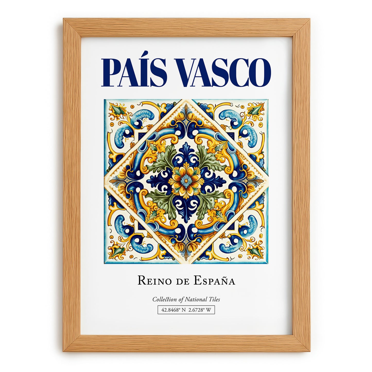 País Vasco, Spain – Travel Poster, set in oak frame