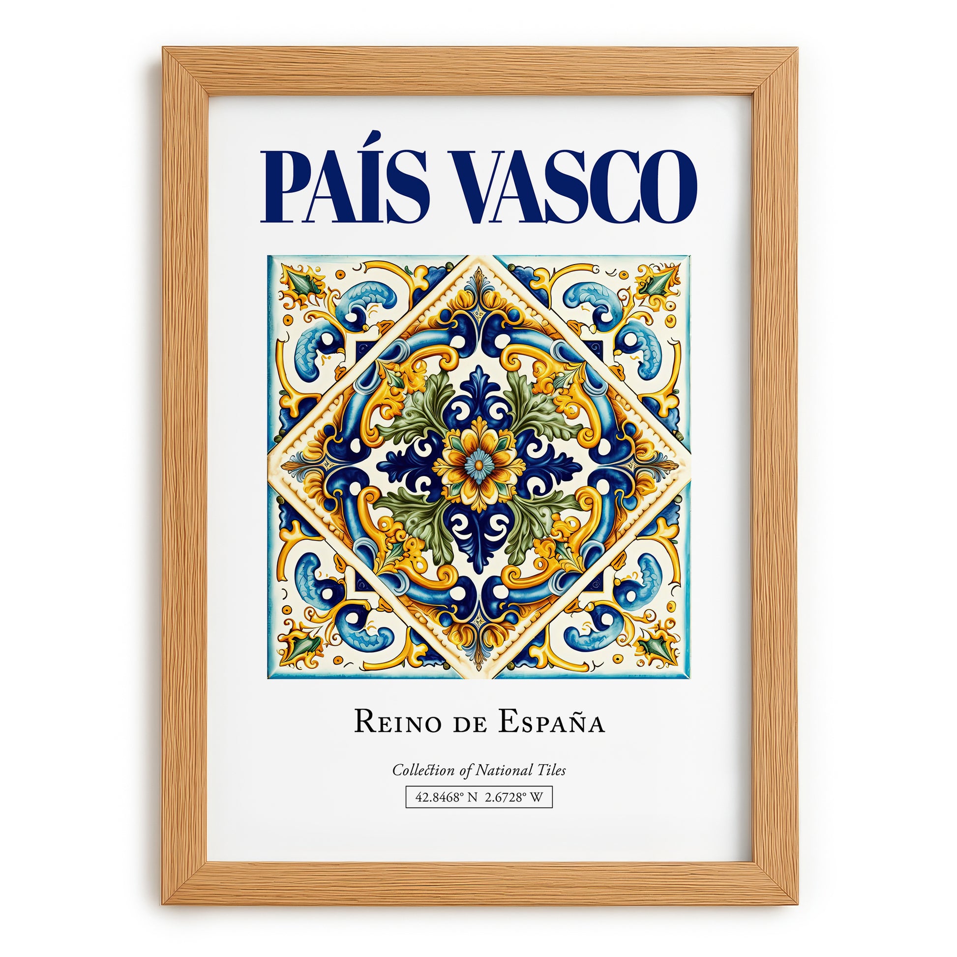 País Vasco, Spain – Travel Poster, set in oak frame