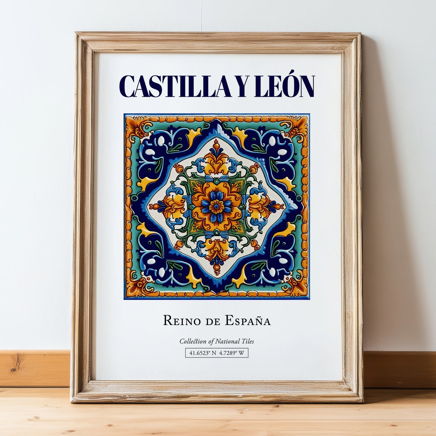 Castilla y León, Spain – Travel Wall Decor, in wooden frame leaning on the floor