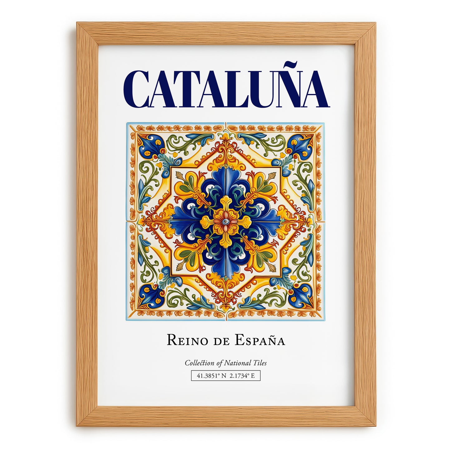 Cataluña, Spain – Travel Poster, set in oak frame
