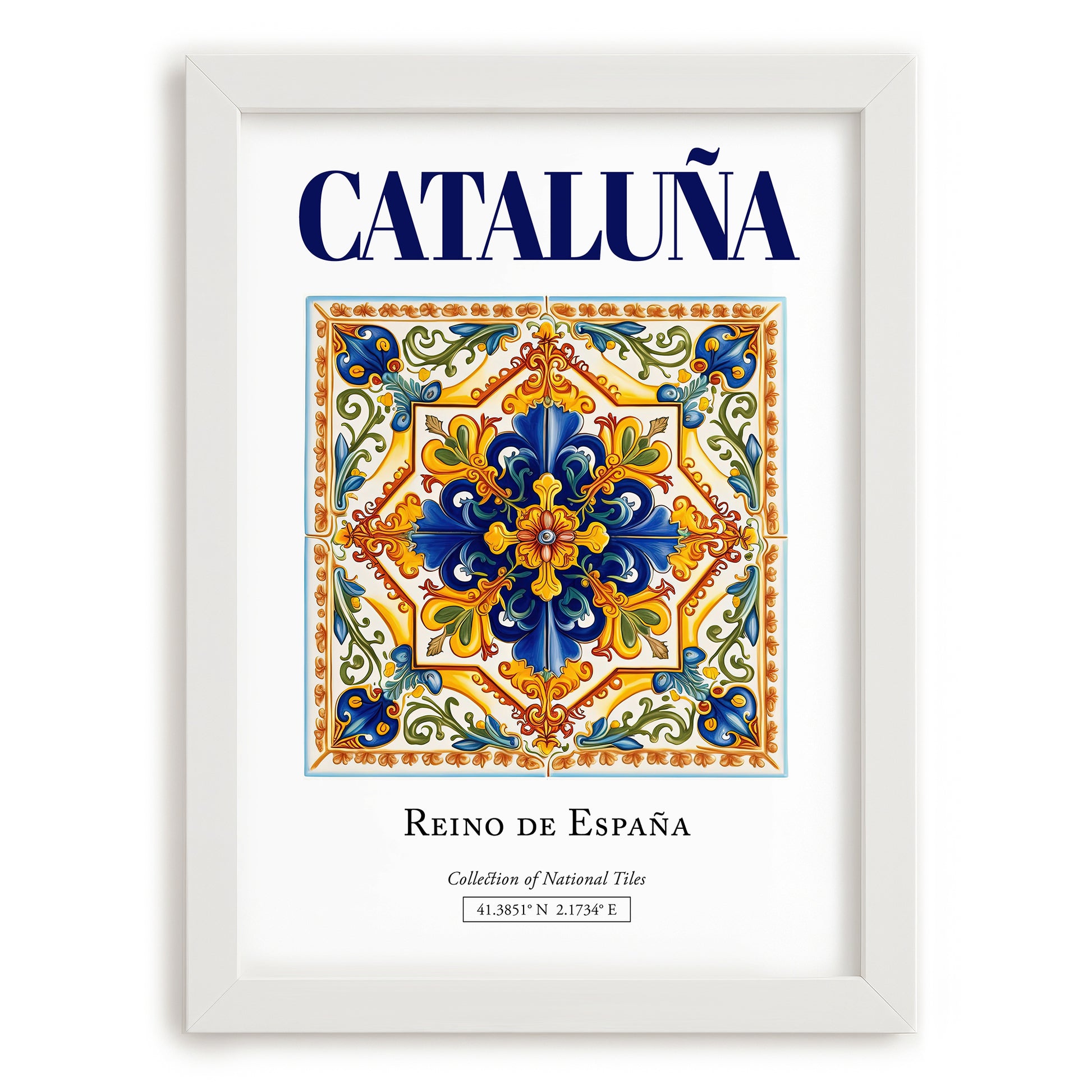 Cataluña, Spain – Travel Poster, placed in minimal white frame