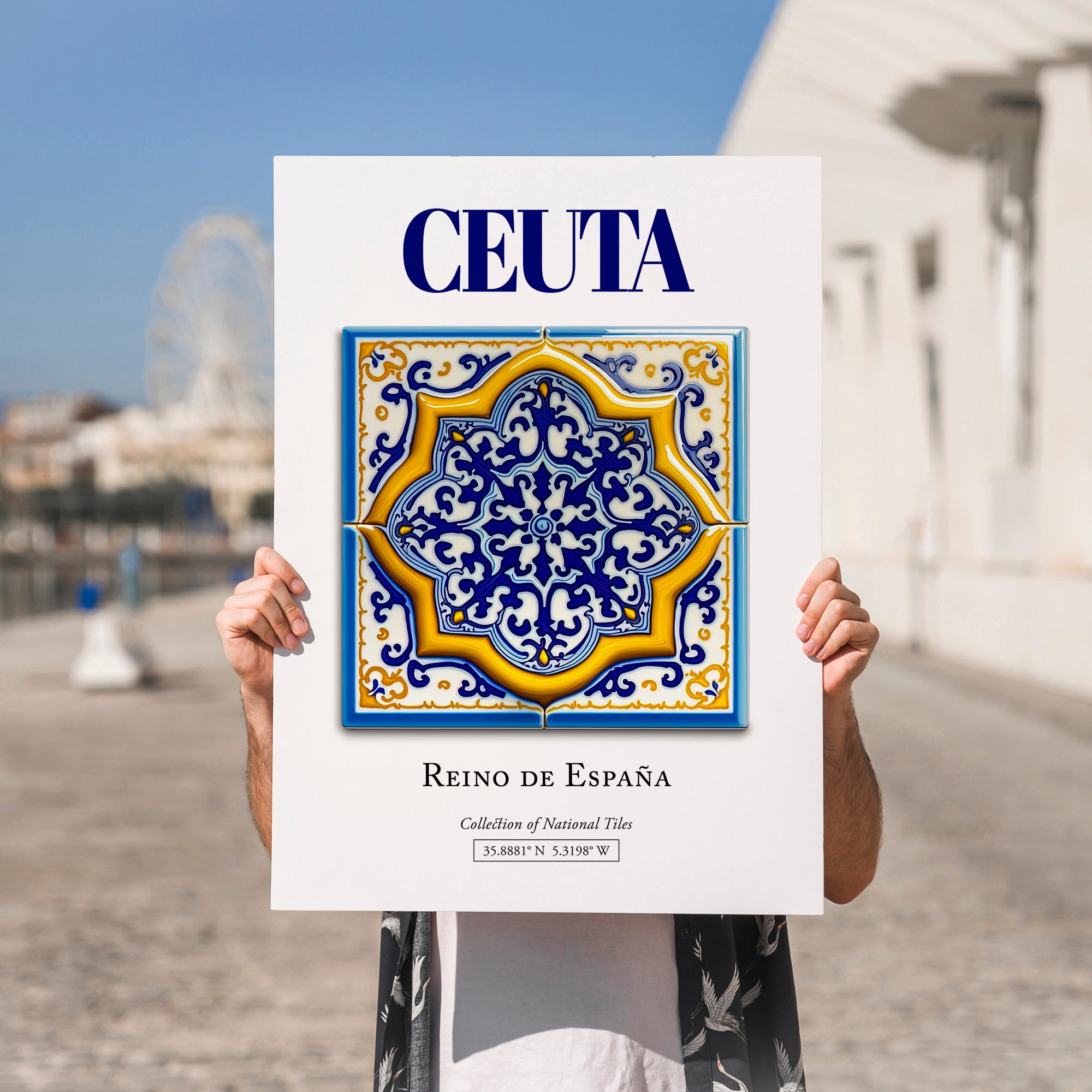Ceuta, Spain – Cultural Heritage Wall Art, no-text version framed in wood