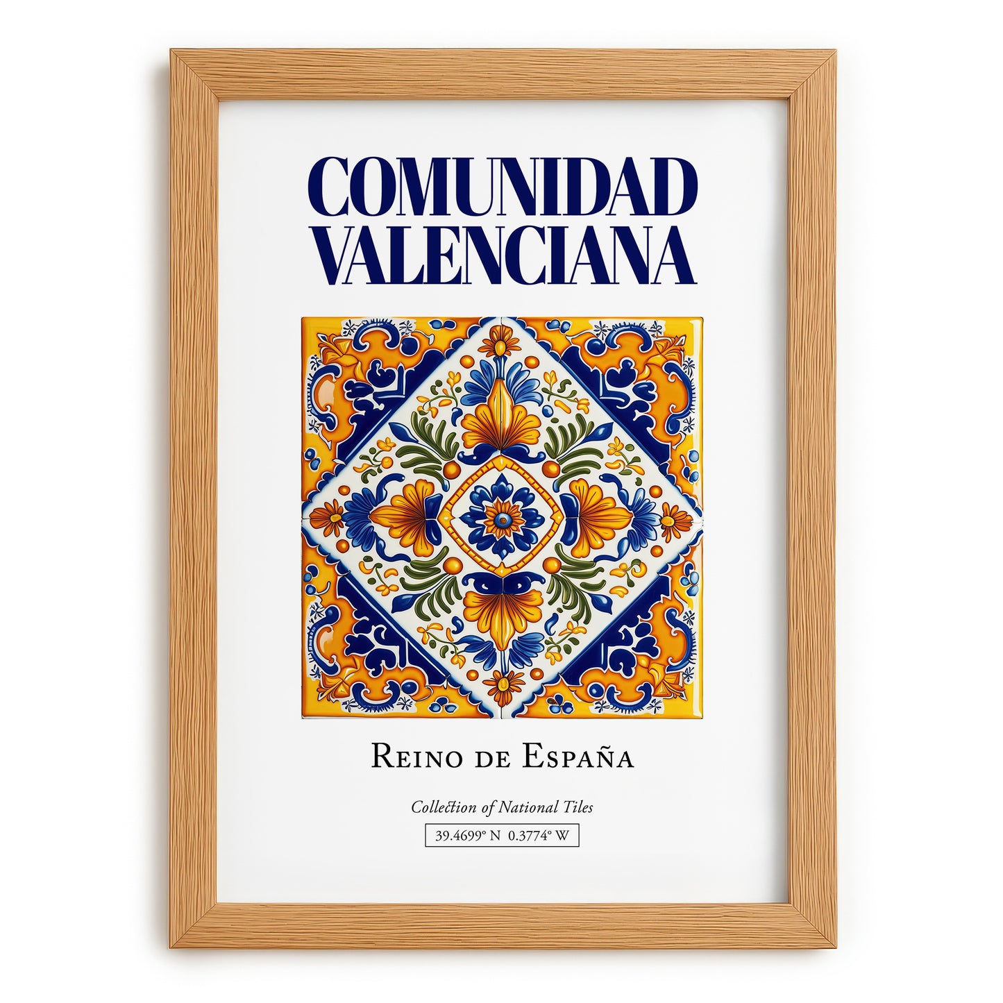 Comunidad Valenciana, Spain – Travel Poster, set in oak frame