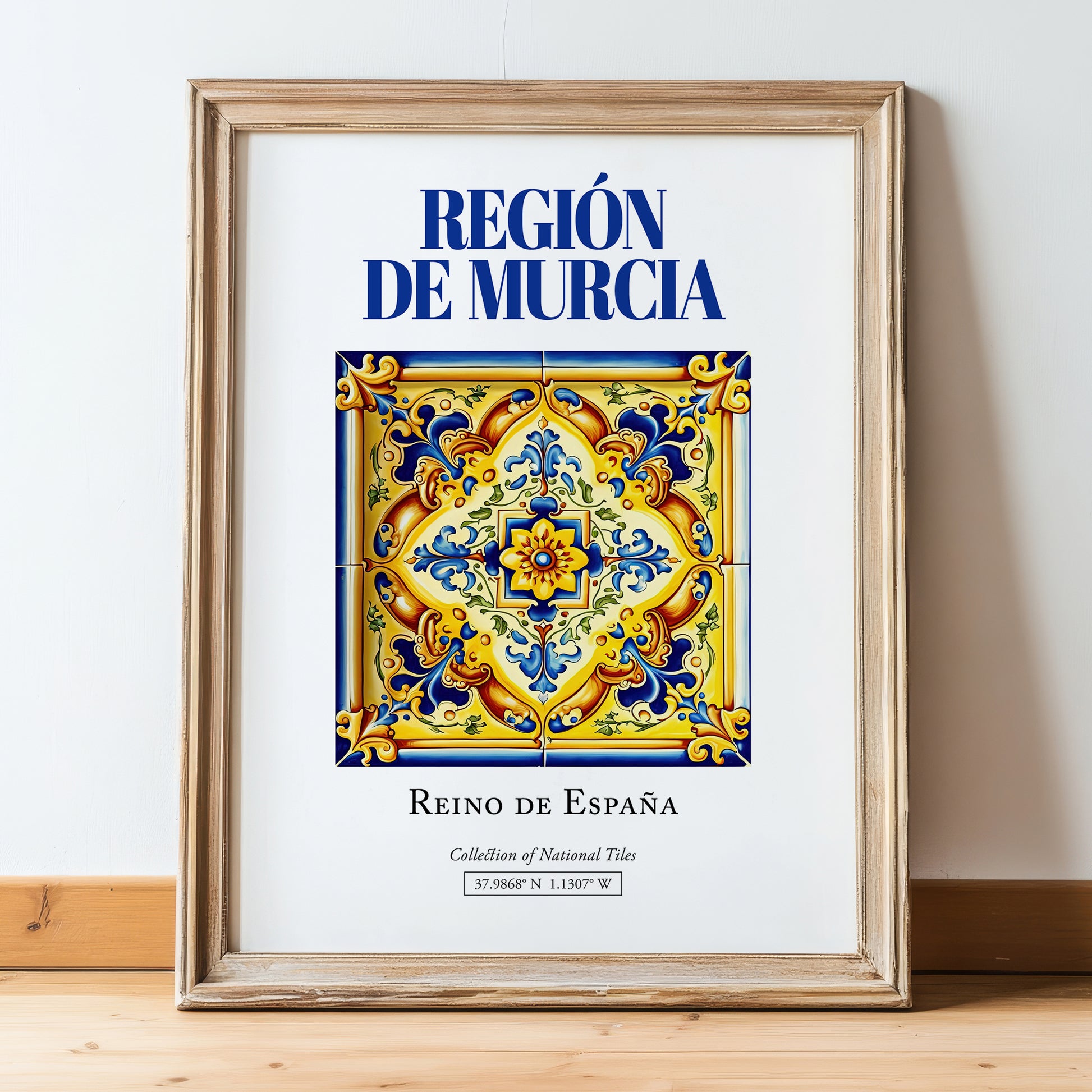 Región de Murcia, Spain – Travel Poster, in wooden frame leaning on the floor