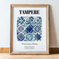 Tampere, Finland – Travel Wall Decor, in wooden frame leaning on the floor