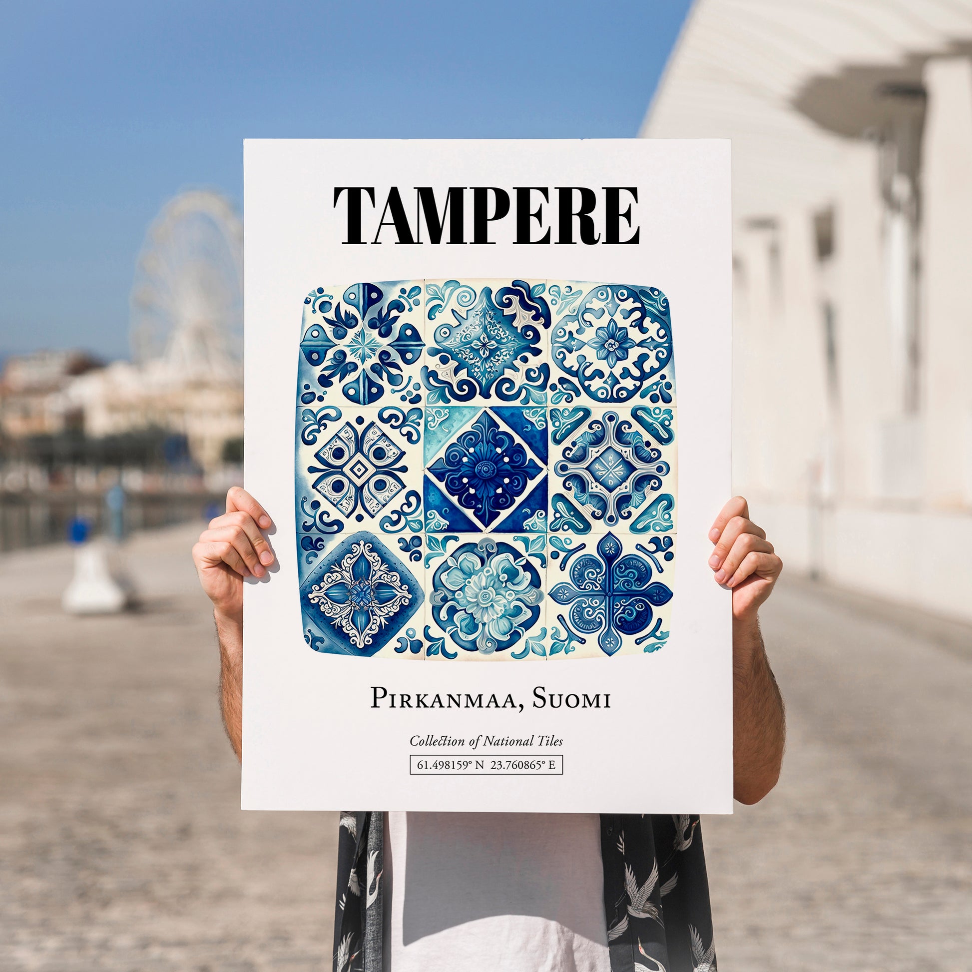 Tampere, Finland – Travel Wall Decor, no-text version framed in wood