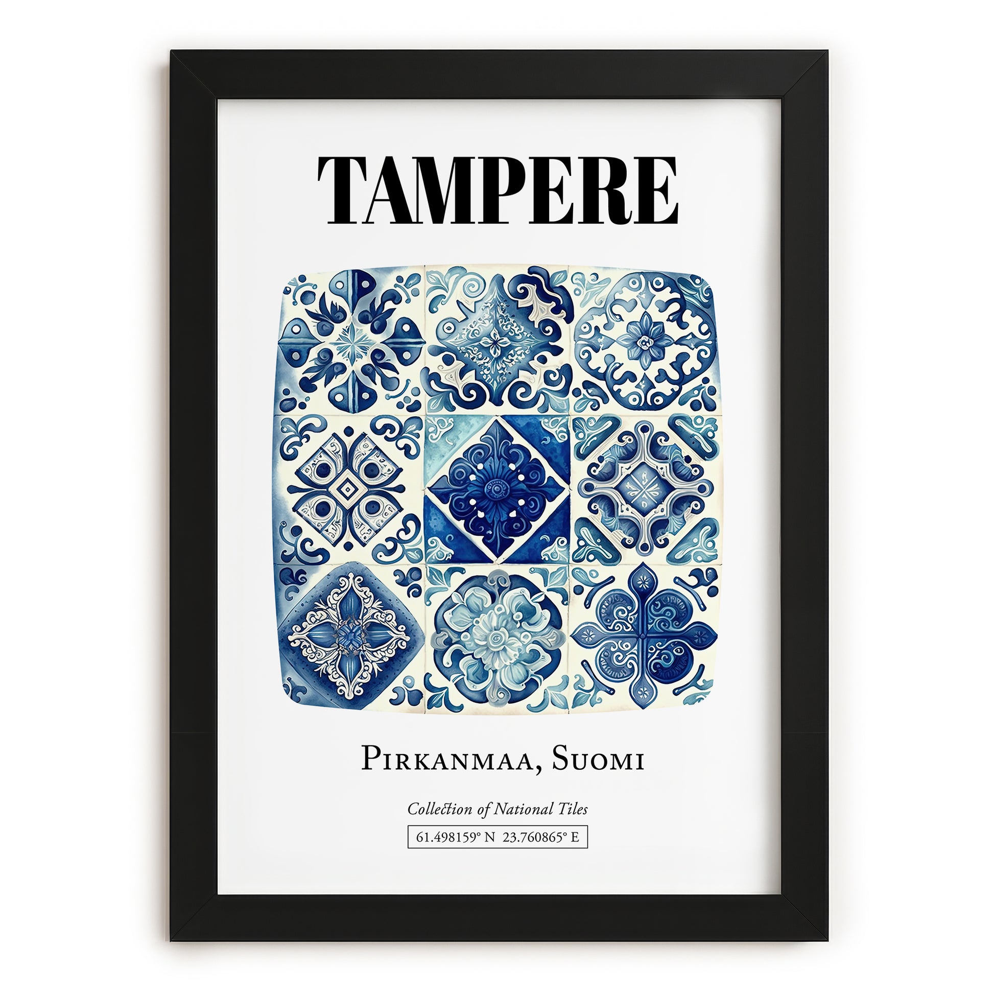 Tampere, Finland – Travel Wall Decor, in sleek black frame