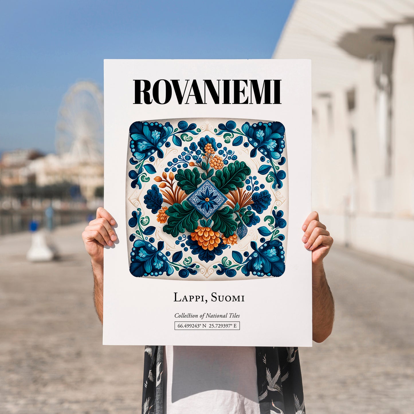 Rovaniemi, Finland – World Travel Art, no-text version framed in wood