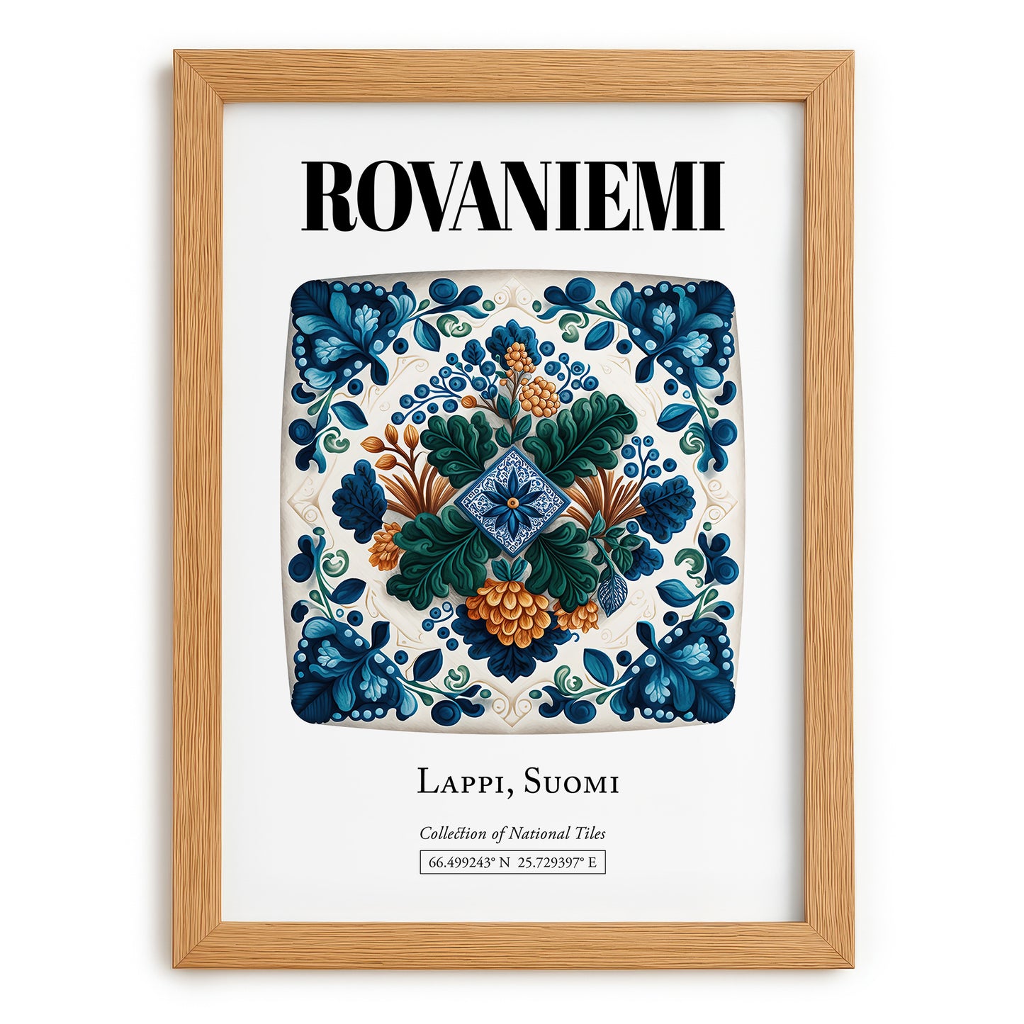 Rovaniemi, Finland – World Travel Art, set in oak frame