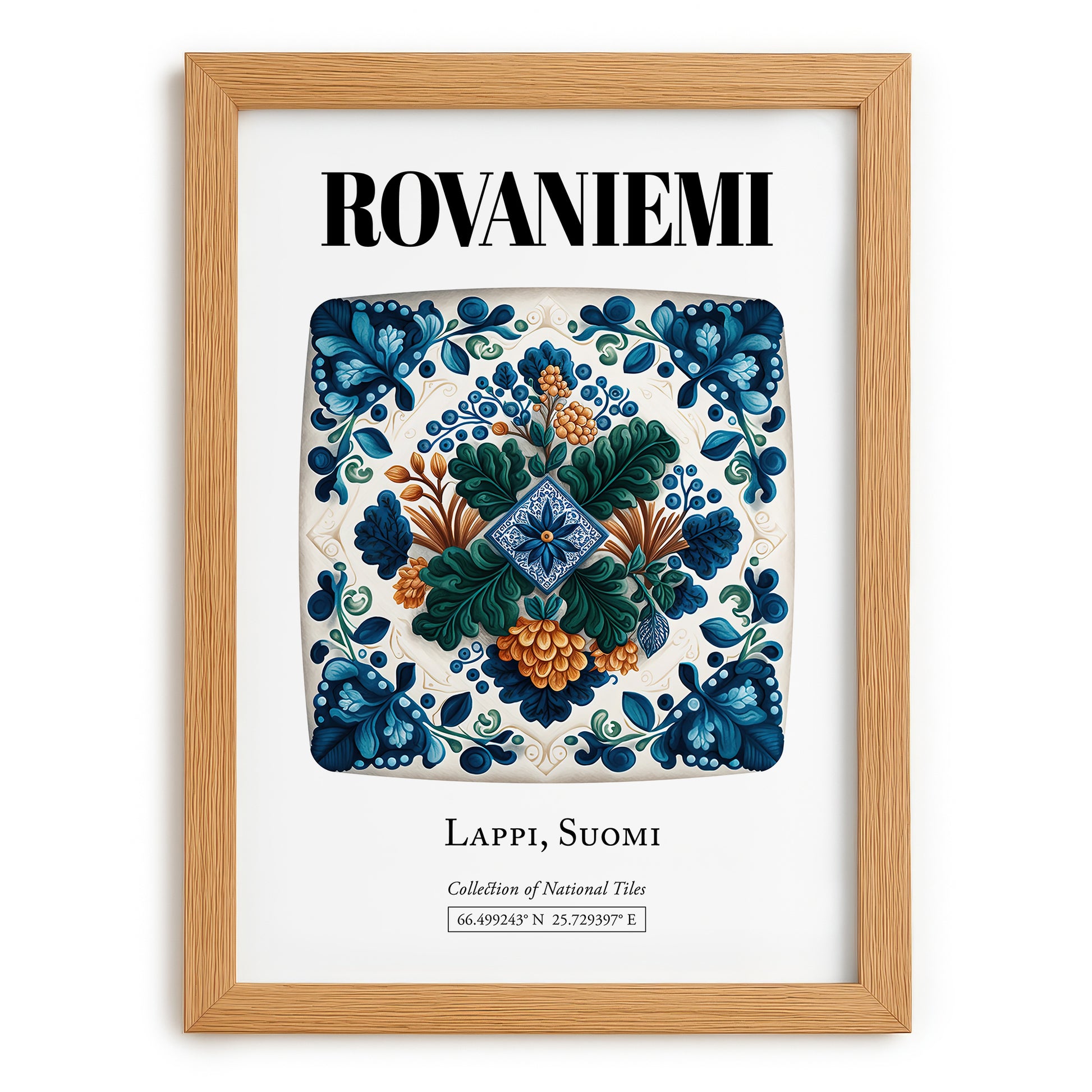 Rovaniemi, Finland – World Travel Art, set in oak frame