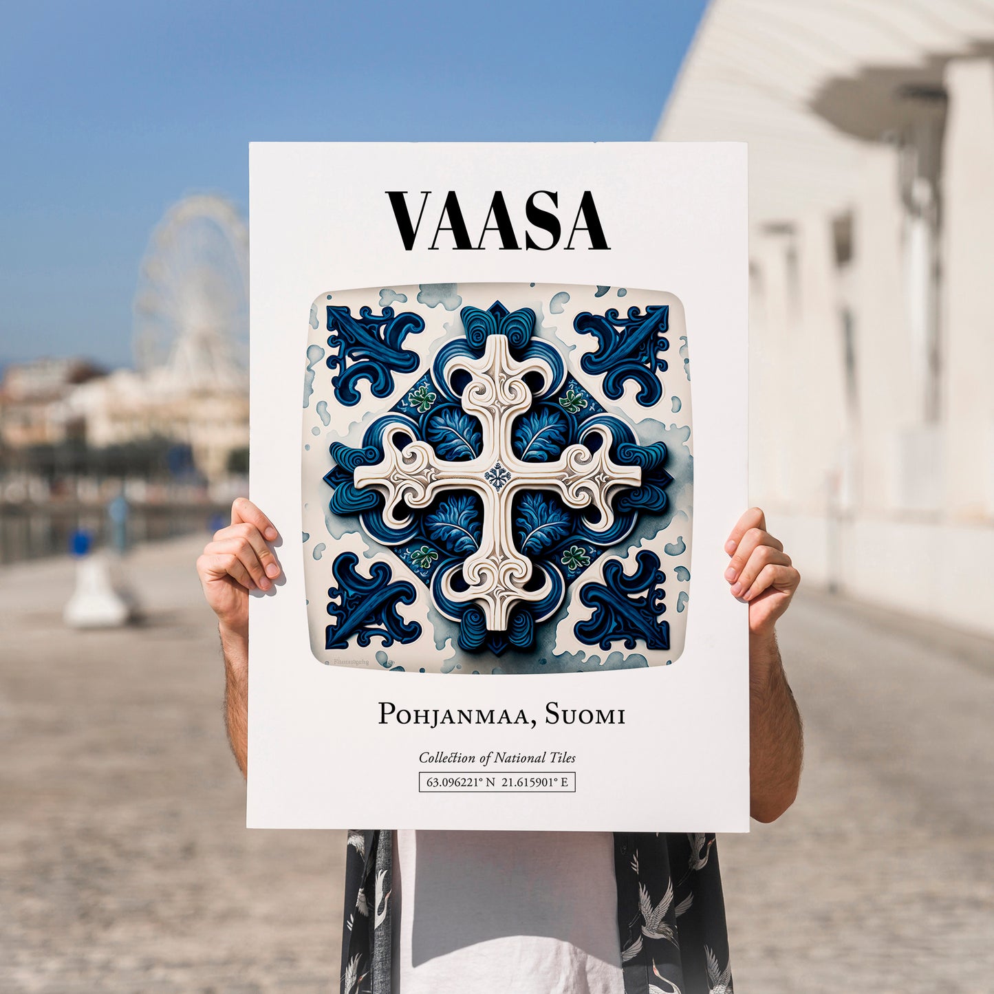 Vaasa, Finland – Travel Wall Art, no-text version framed in wood