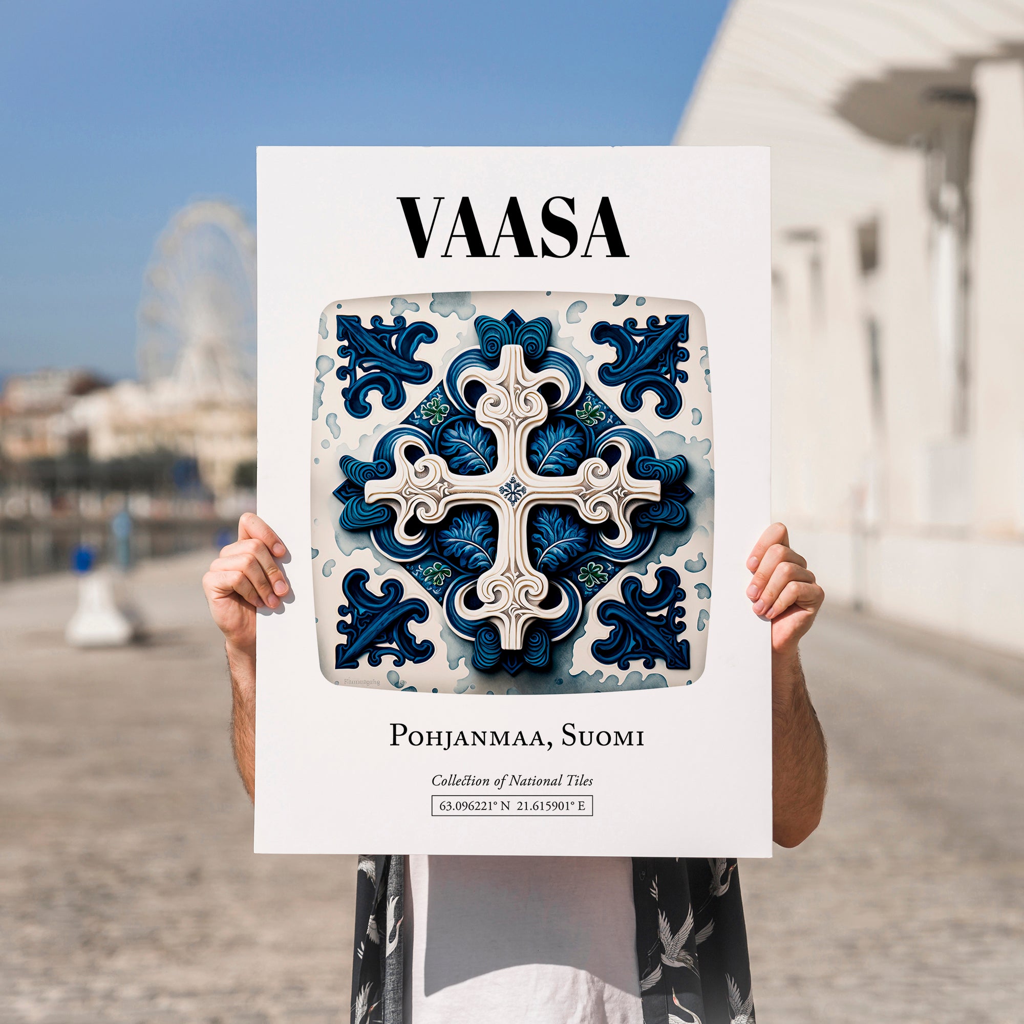 Vaasa, Finland – Travel Wall Art, no-text version framed in wood