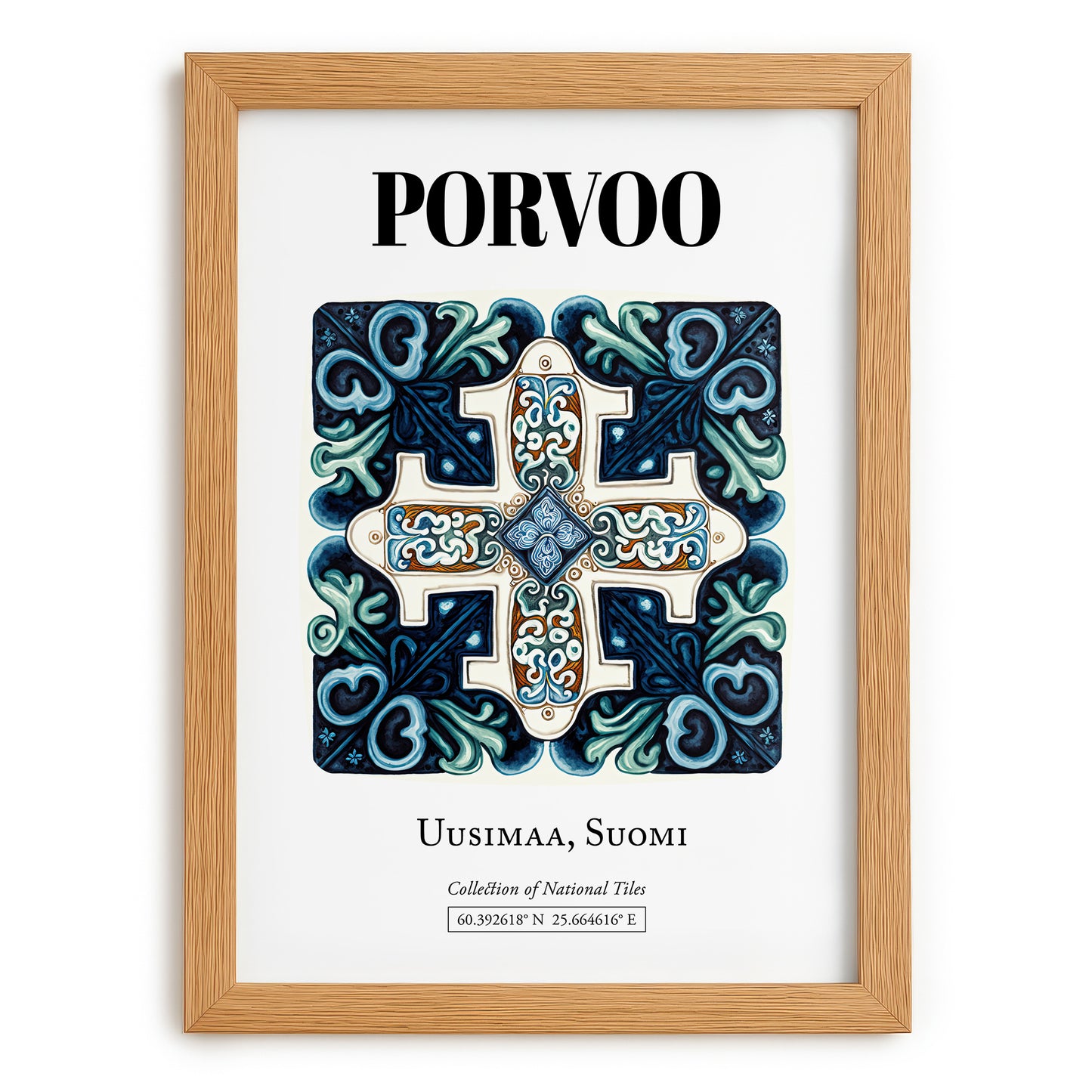 Porvoo, Finland – Historic Cities Art Print, set in oak frame