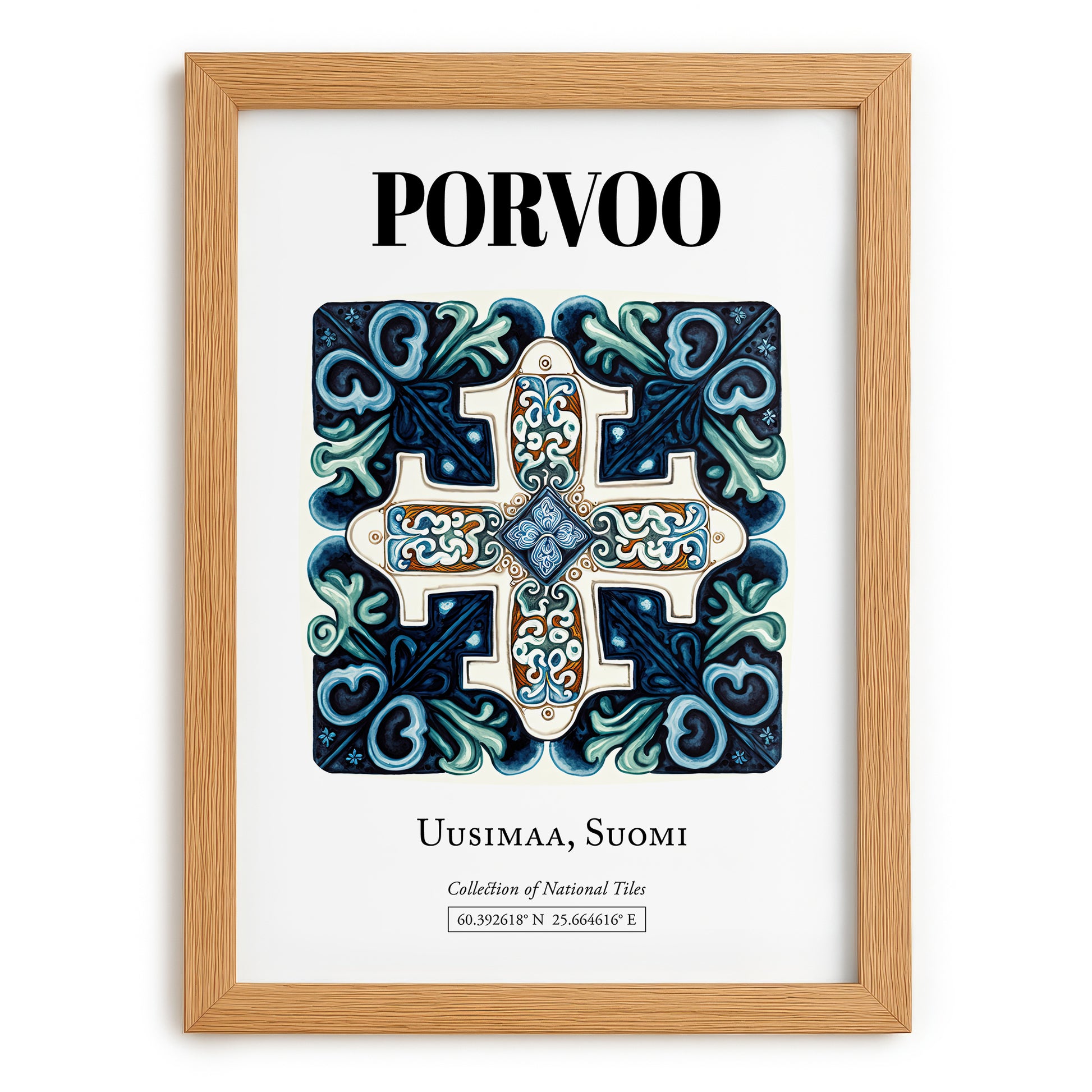 Porvoo, Finland – Historic Cities Art Print, set in oak frame