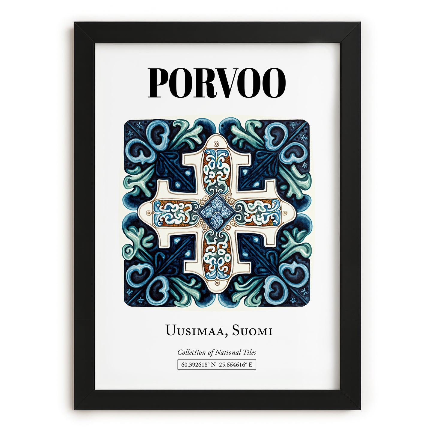 Porvoo, Finland – Historic Cities Art Print, in sleek black frame