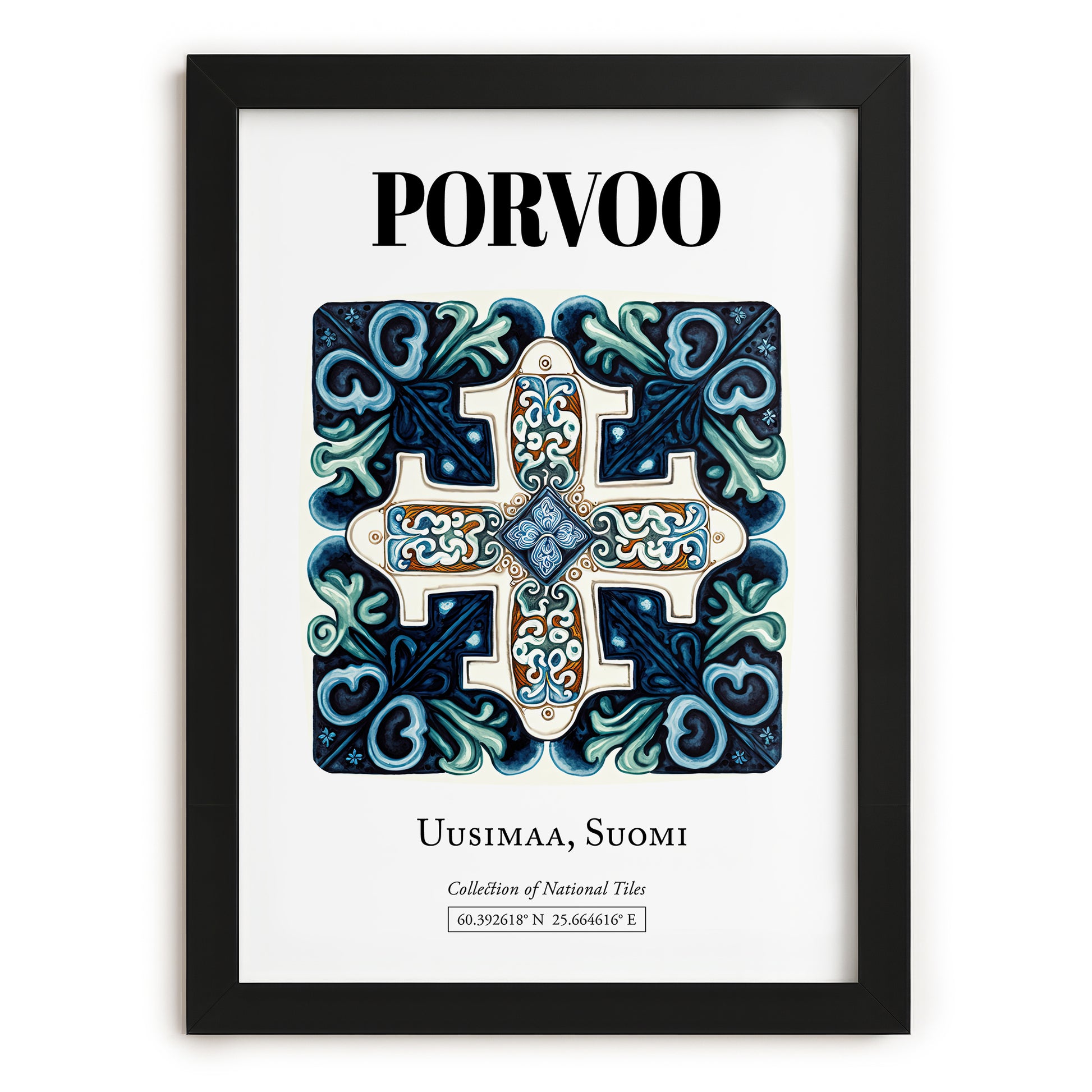 Porvoo, Finland – Historic Cities Art Print, in sleek black frame