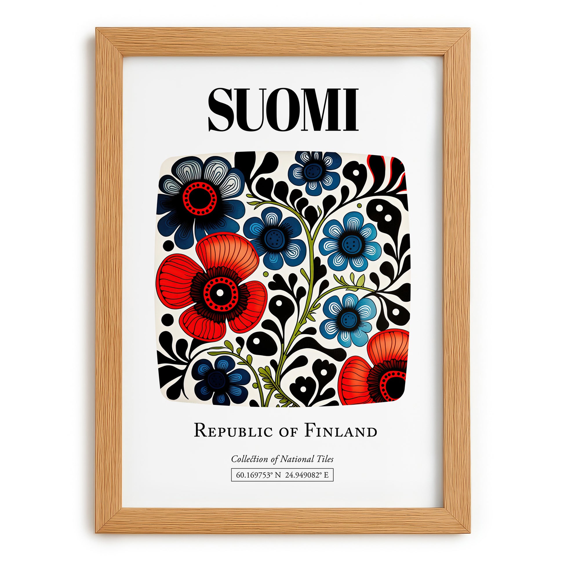 Suomi, Finland – Travel Wall Decor, set in oak frame