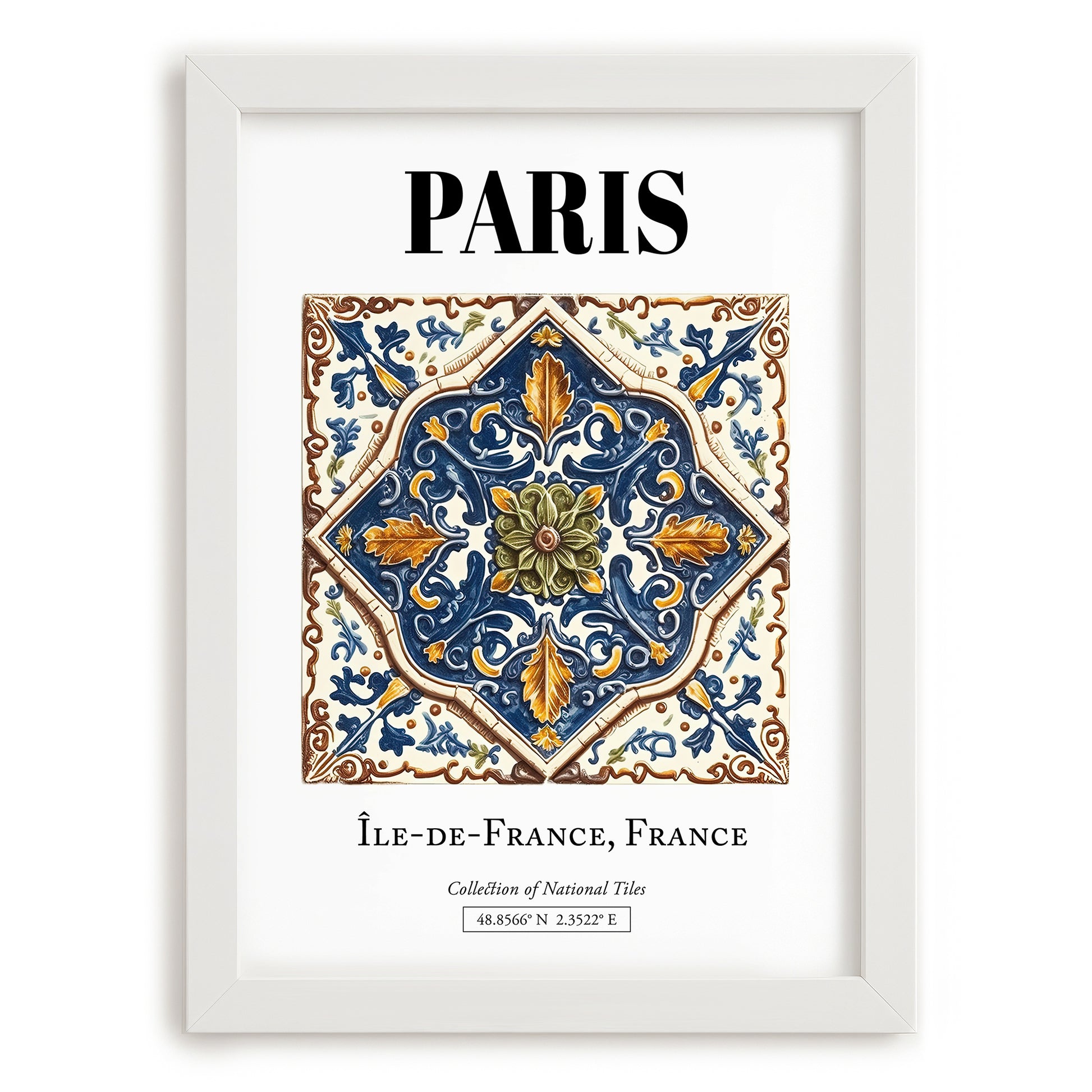Paris, France – Travel Poster, placed in minimal white frame