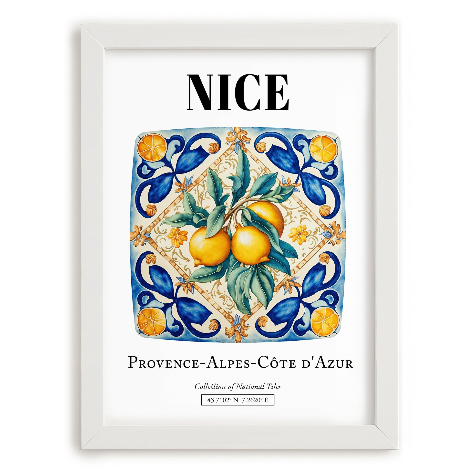 Nice, France – Travel Poster, placed in minimal white frame