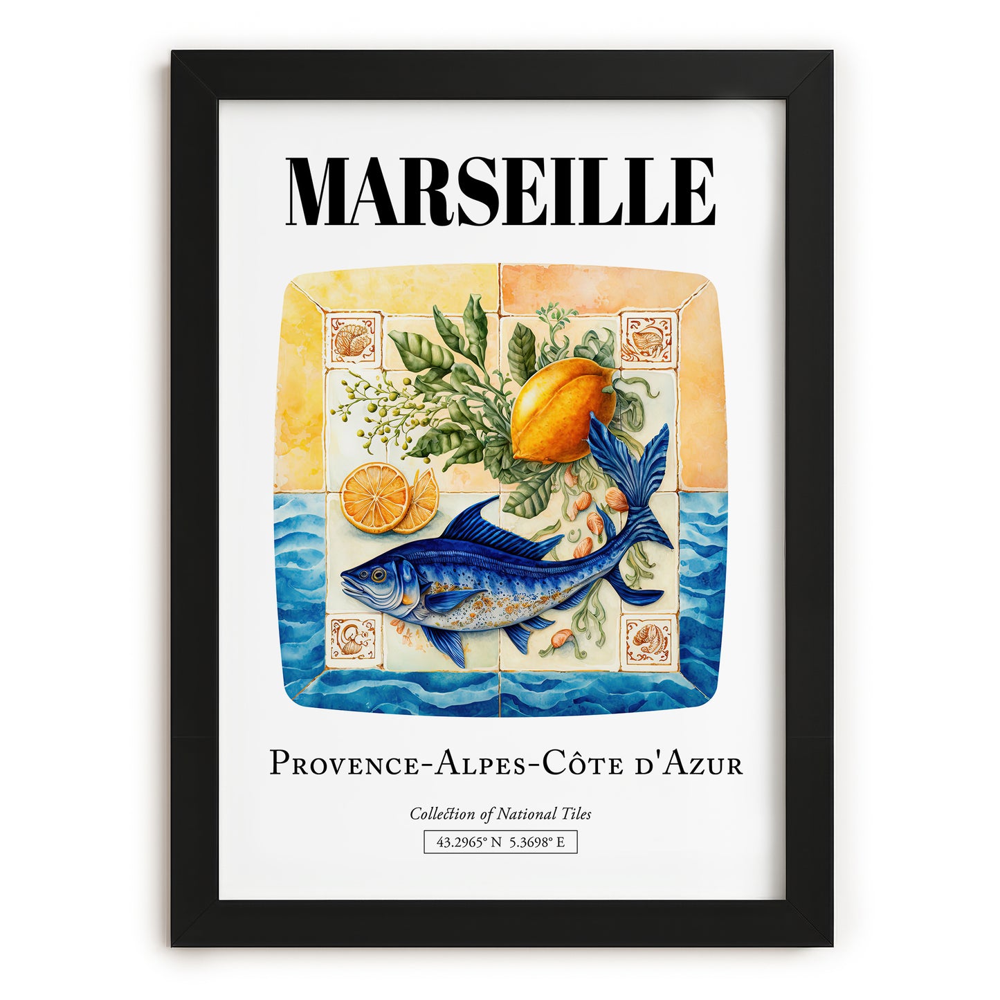 Marseille, France – Travel Print, in sleek black frame
