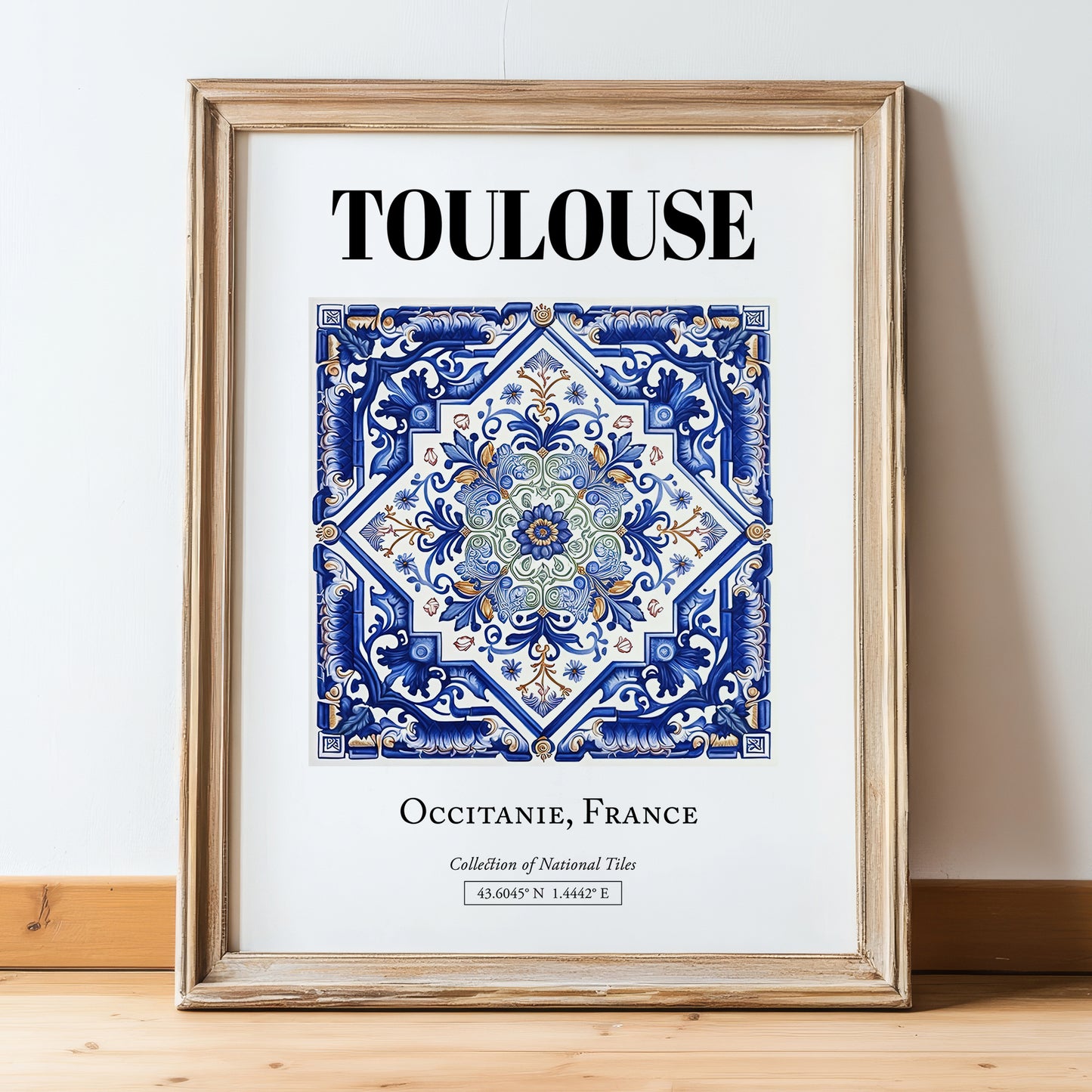 Toulouse, France – Travel Print, in wooden frame leaning on the floor