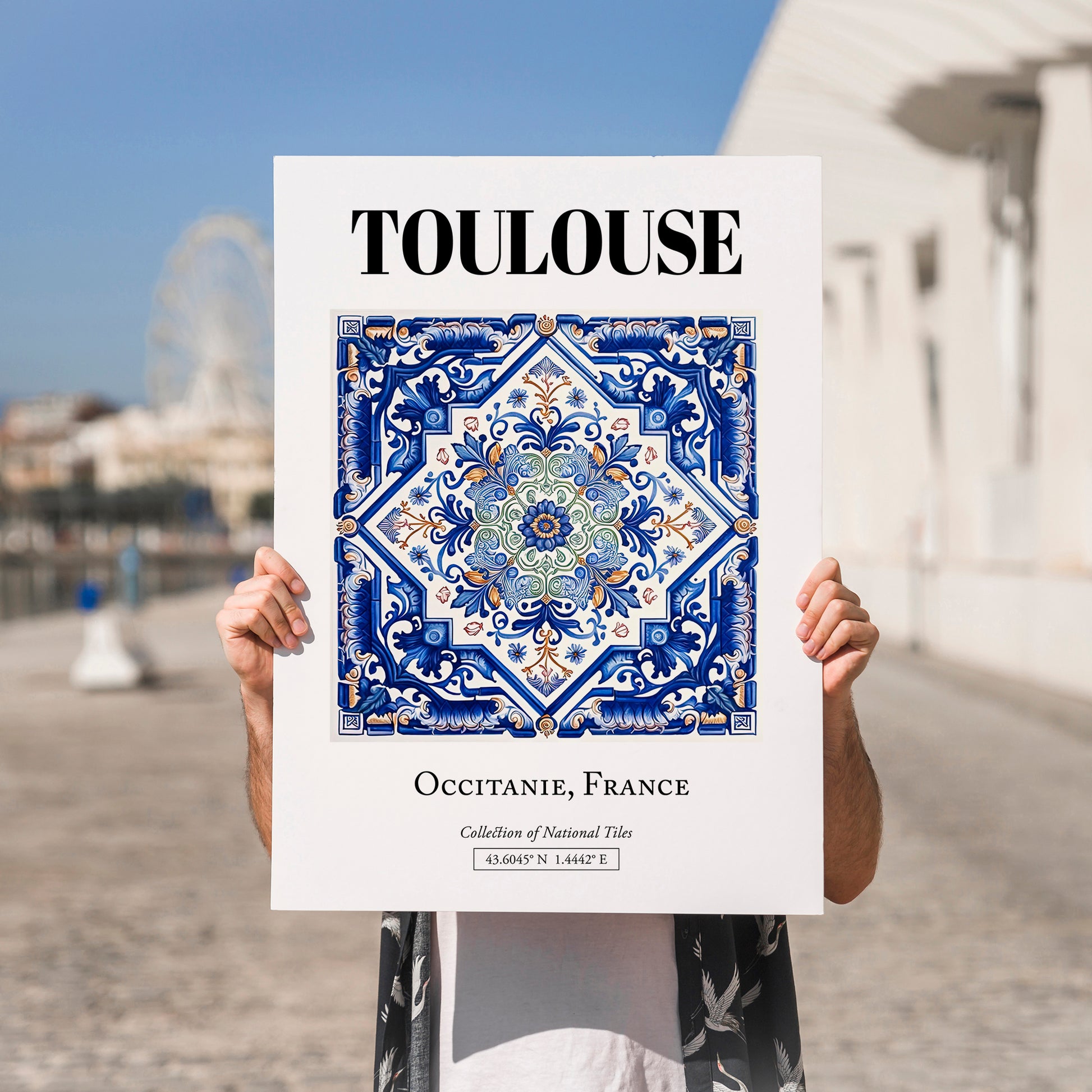 Toulouse, France – Travel Print, no-text version framed in wood