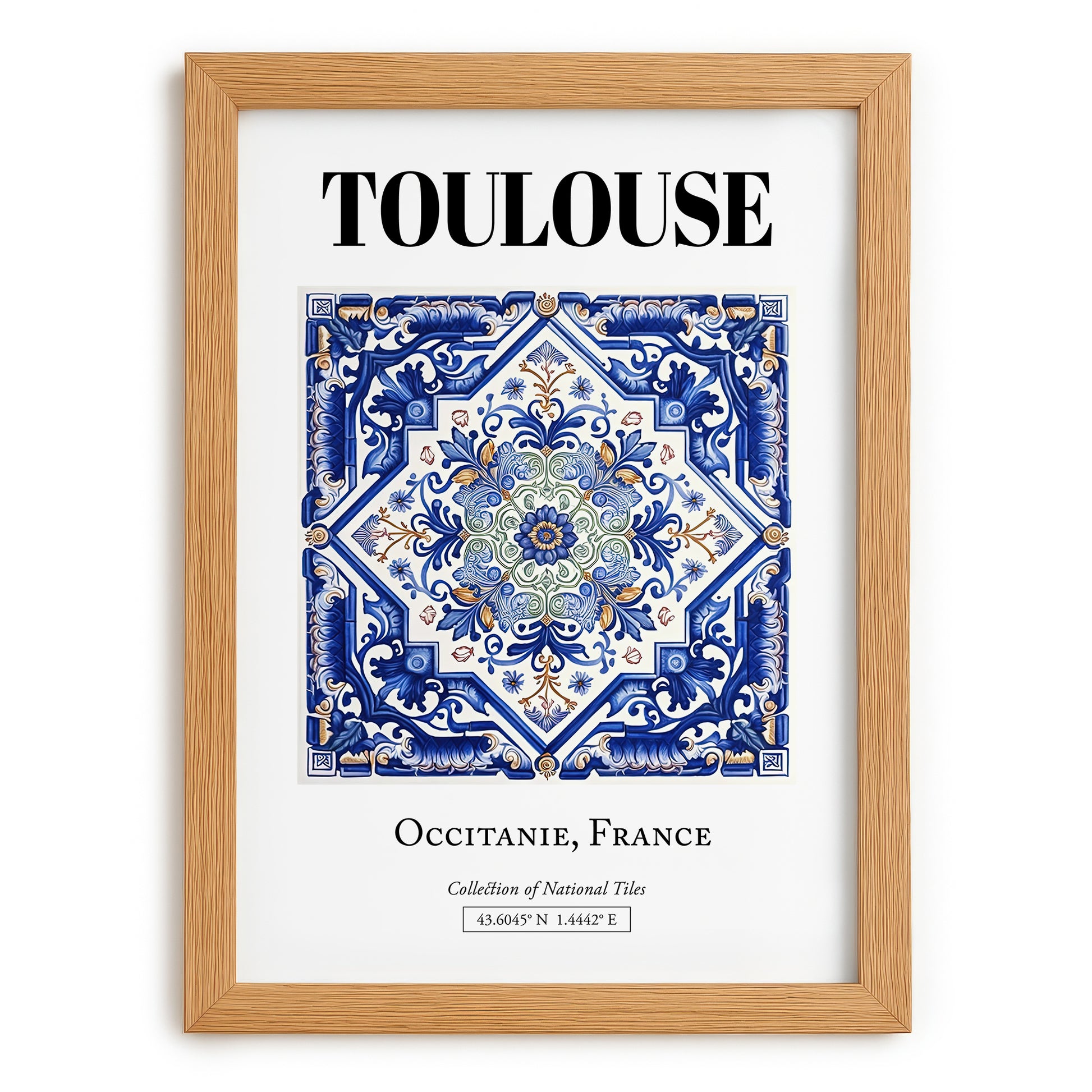 Toulouse, France – Travel Print, set in oak frame