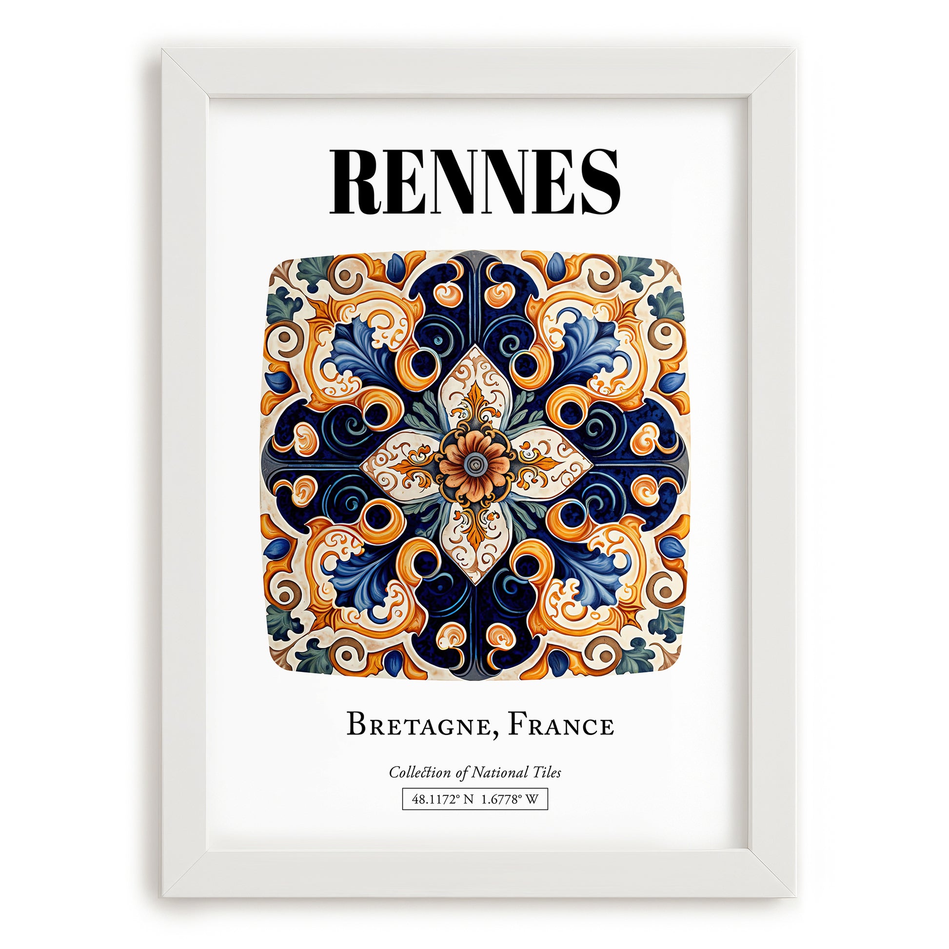 Rennes, France – National Pride Wall Decor, placed in minimal white frame