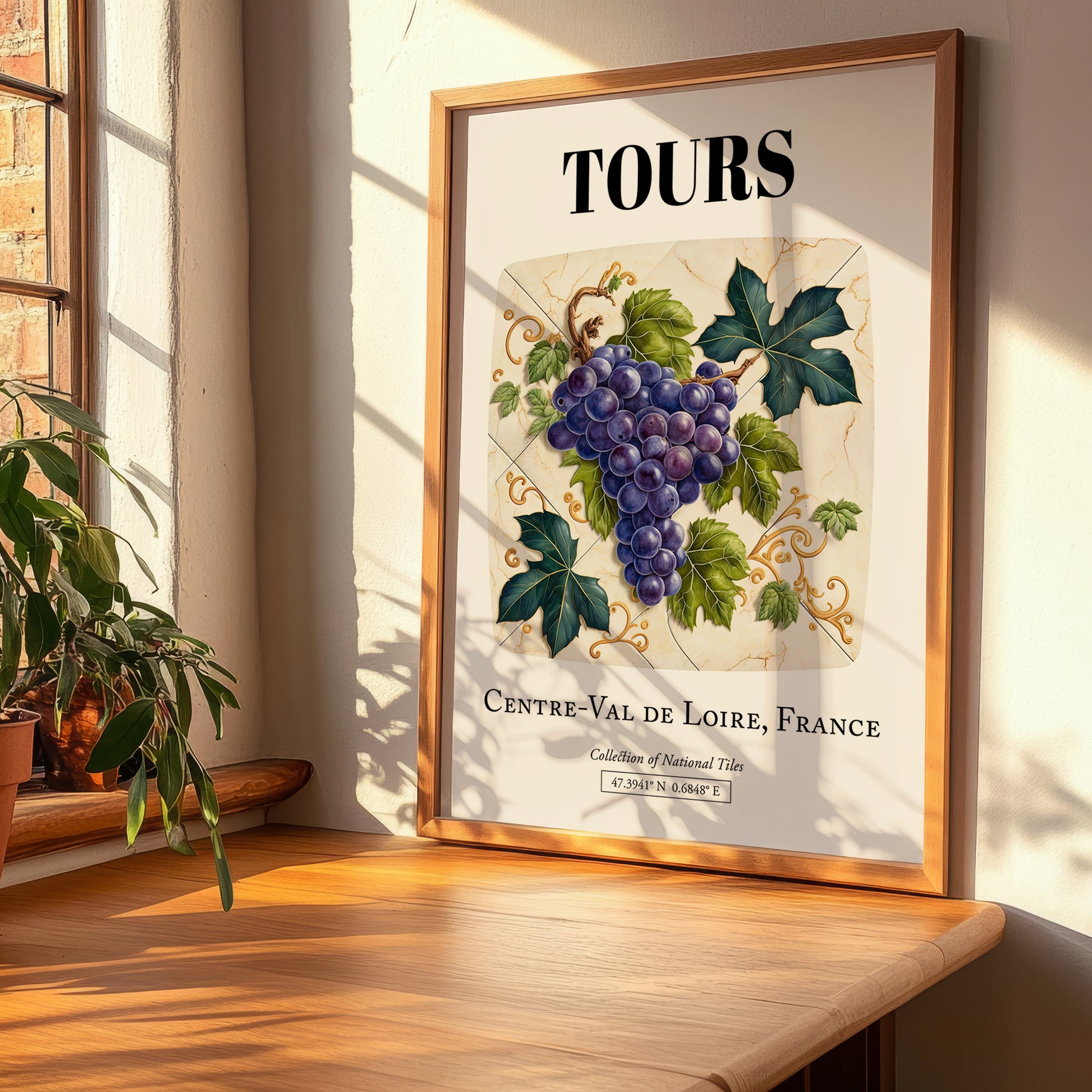 Tours, France – Cityscape Wall Art, clean layout with no caption