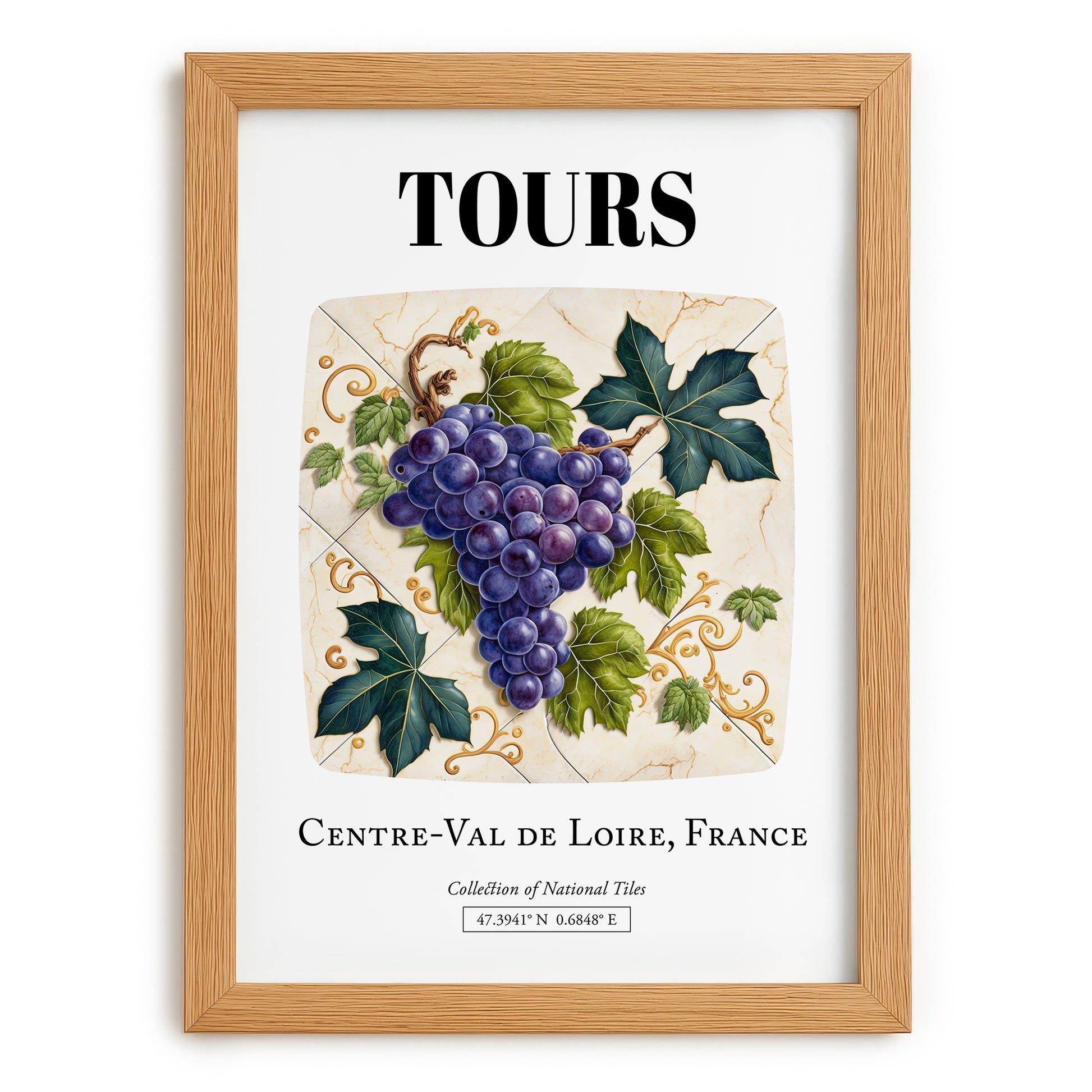 Tours, France – Cityscape Wall Art, set in oak frame