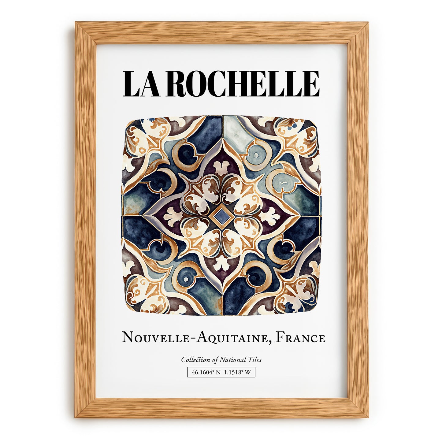 La Rochelle, France – Historic Cities Art Print, set in oak frame
