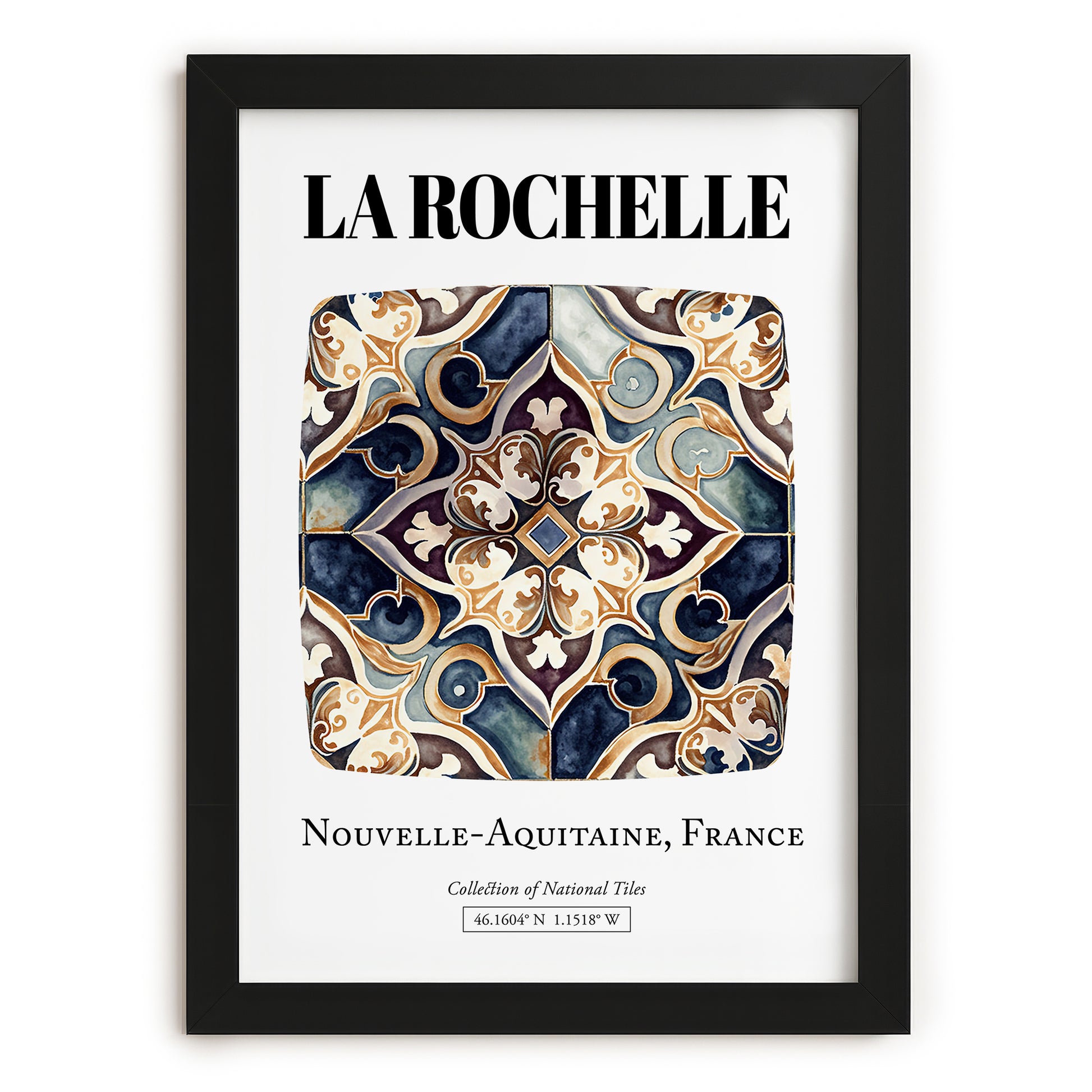 La Rochelle, France – Historic Cities Art Print, in sleek black frame