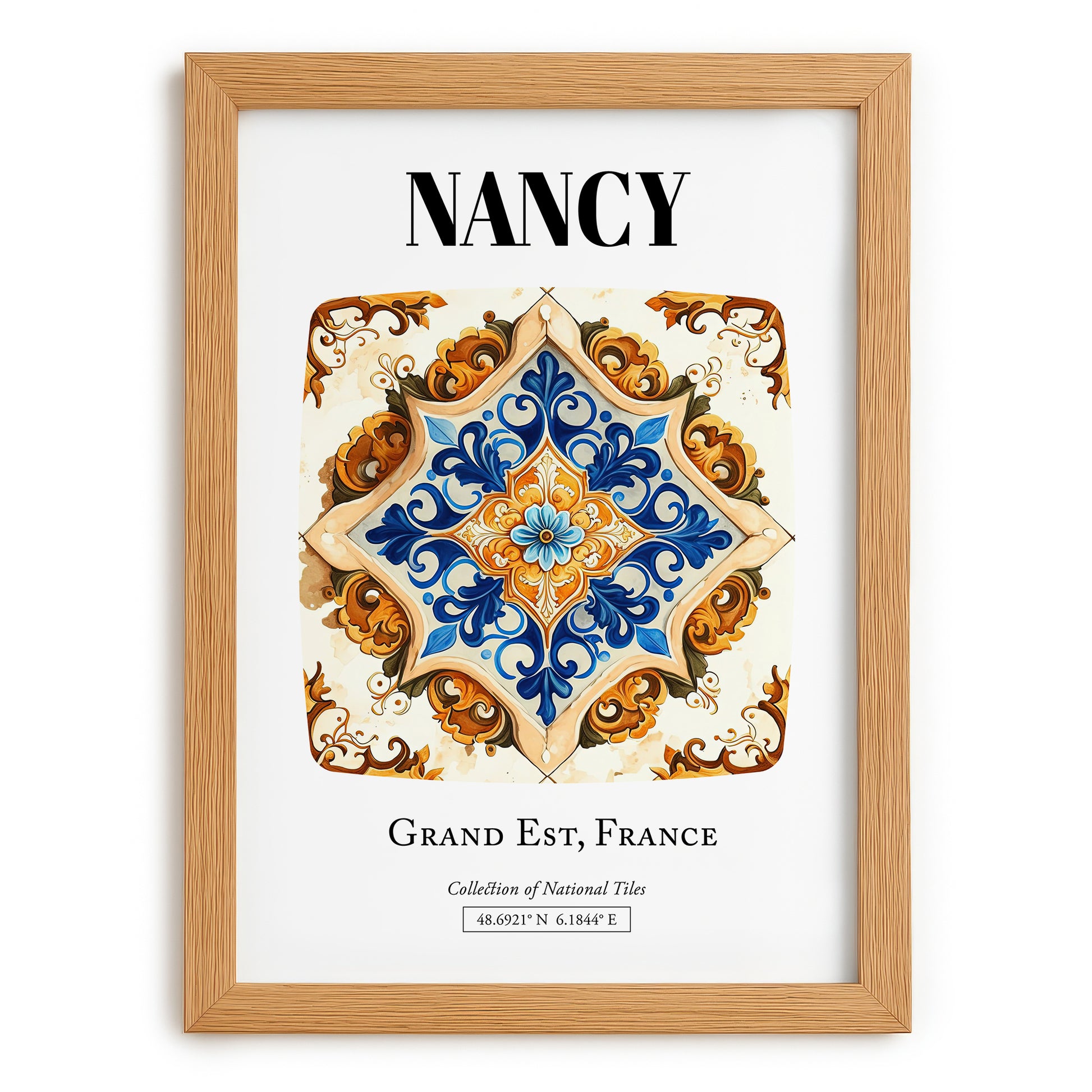 Nancy, France – Travel Poster, set in oak frame