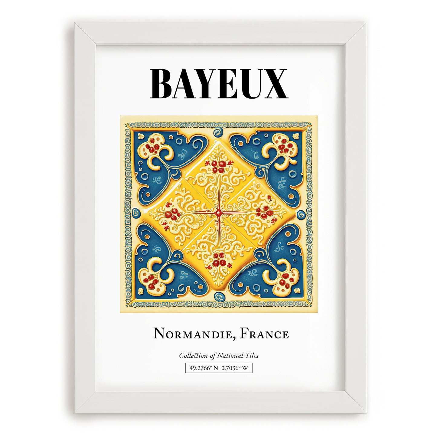Bayeux, France – Wanderlust Wall Decor, placed in minimal white frame
